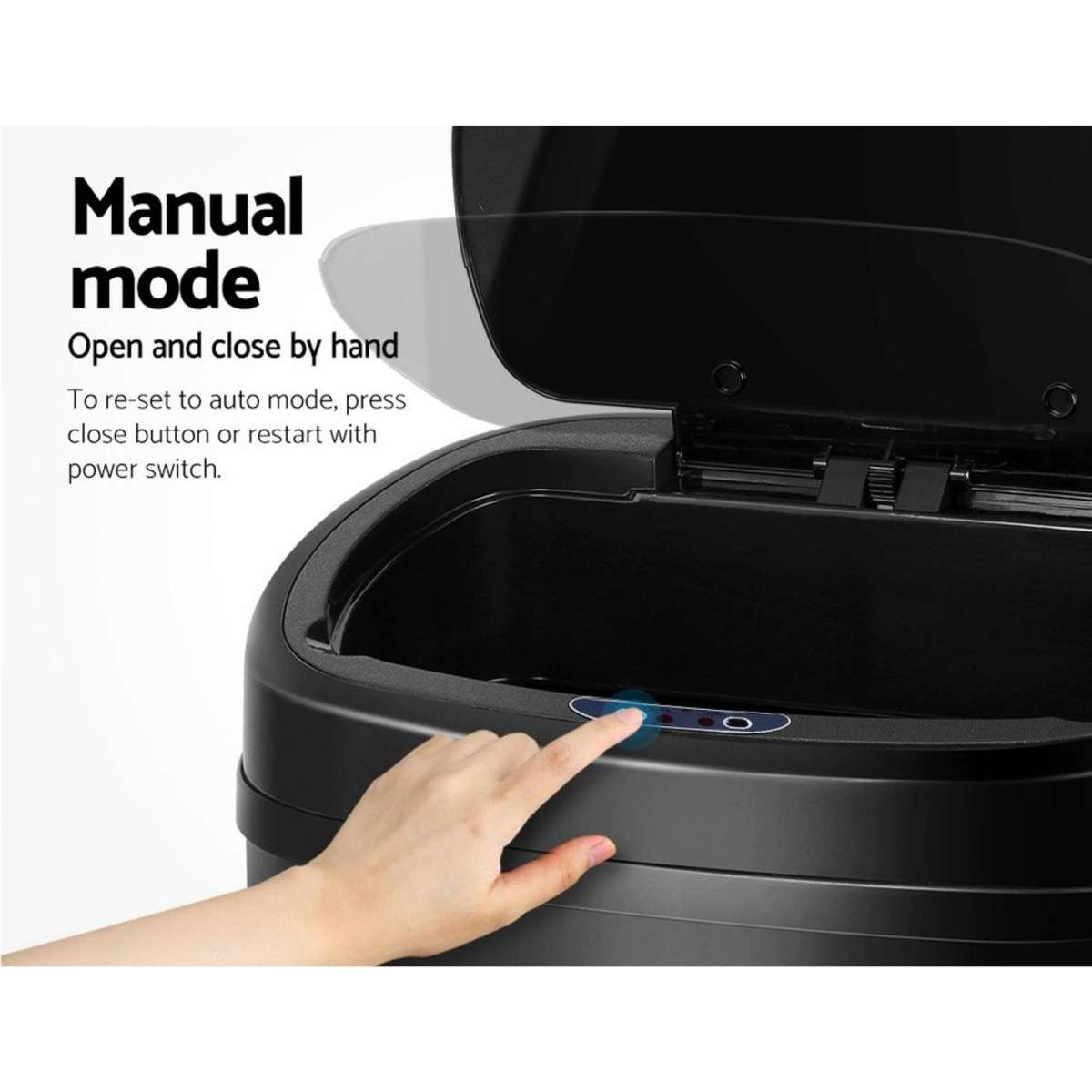 Devanti 68L Motion Sensor Bin Rubbish Automatic Black Woolworths