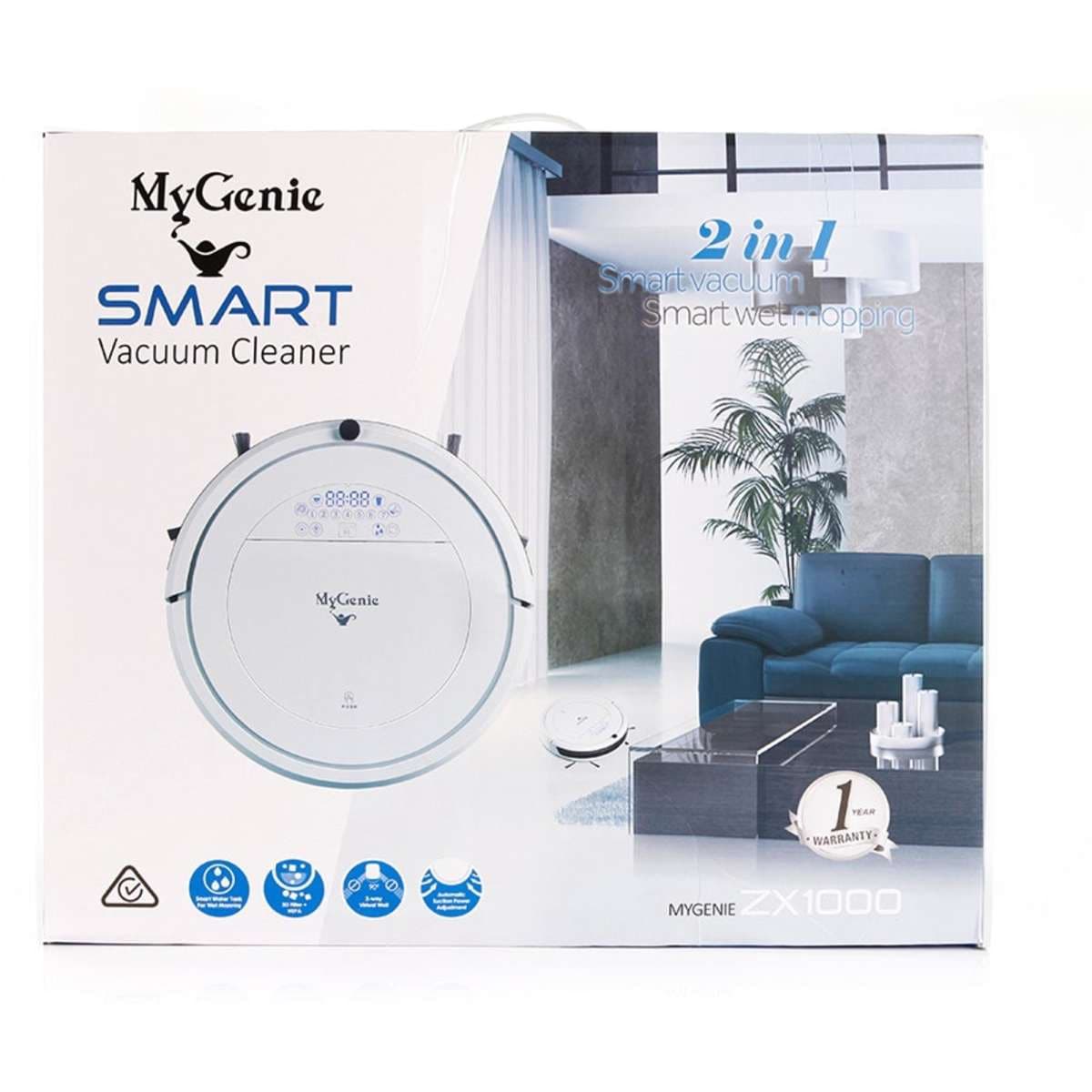 MyGenie ZX1000 Robotic Vacuum Cleaner Dry Wet Mop White Woolworths