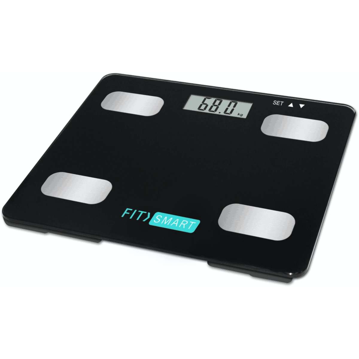 Fit Smart Electronic Floor Body Scale Black Digital LCD Glass Tracker ...