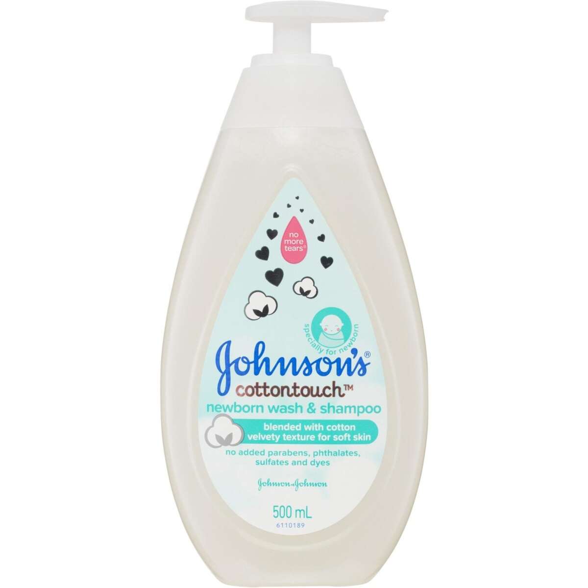 Johnson's Cotton Touch Newborn Wash & Shampoo 500mL Woolworths