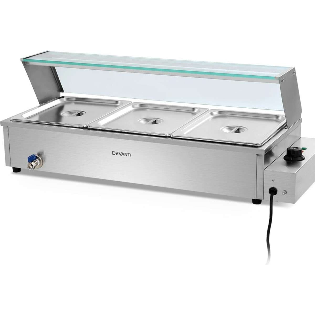 Devanti Commercial Food Warmer Bain Marie Electric Buffet Pan Stainless Steel Woolworths