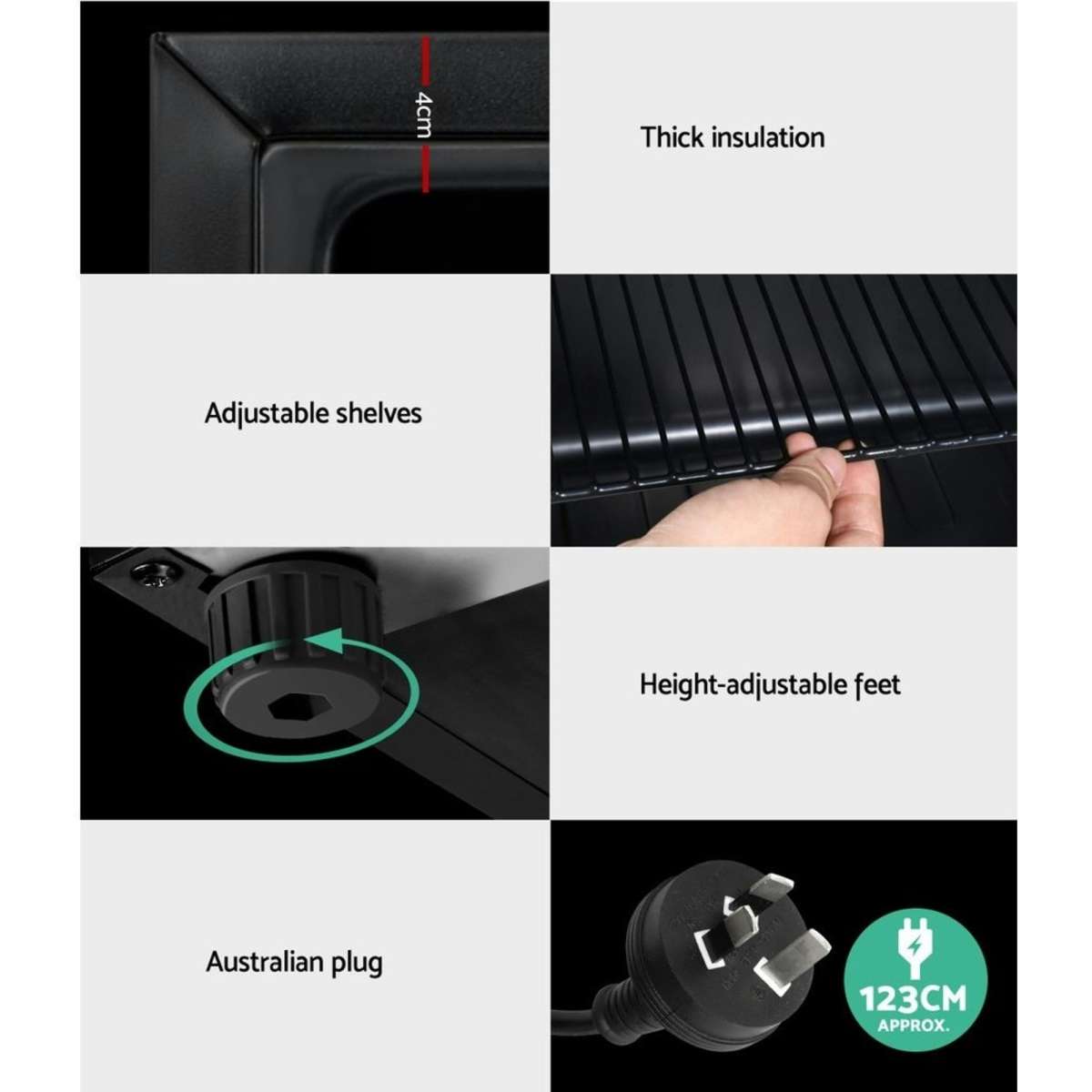 Devanti 46L Bar Fridge Glass Door Black Mini Freezer Refrigerator