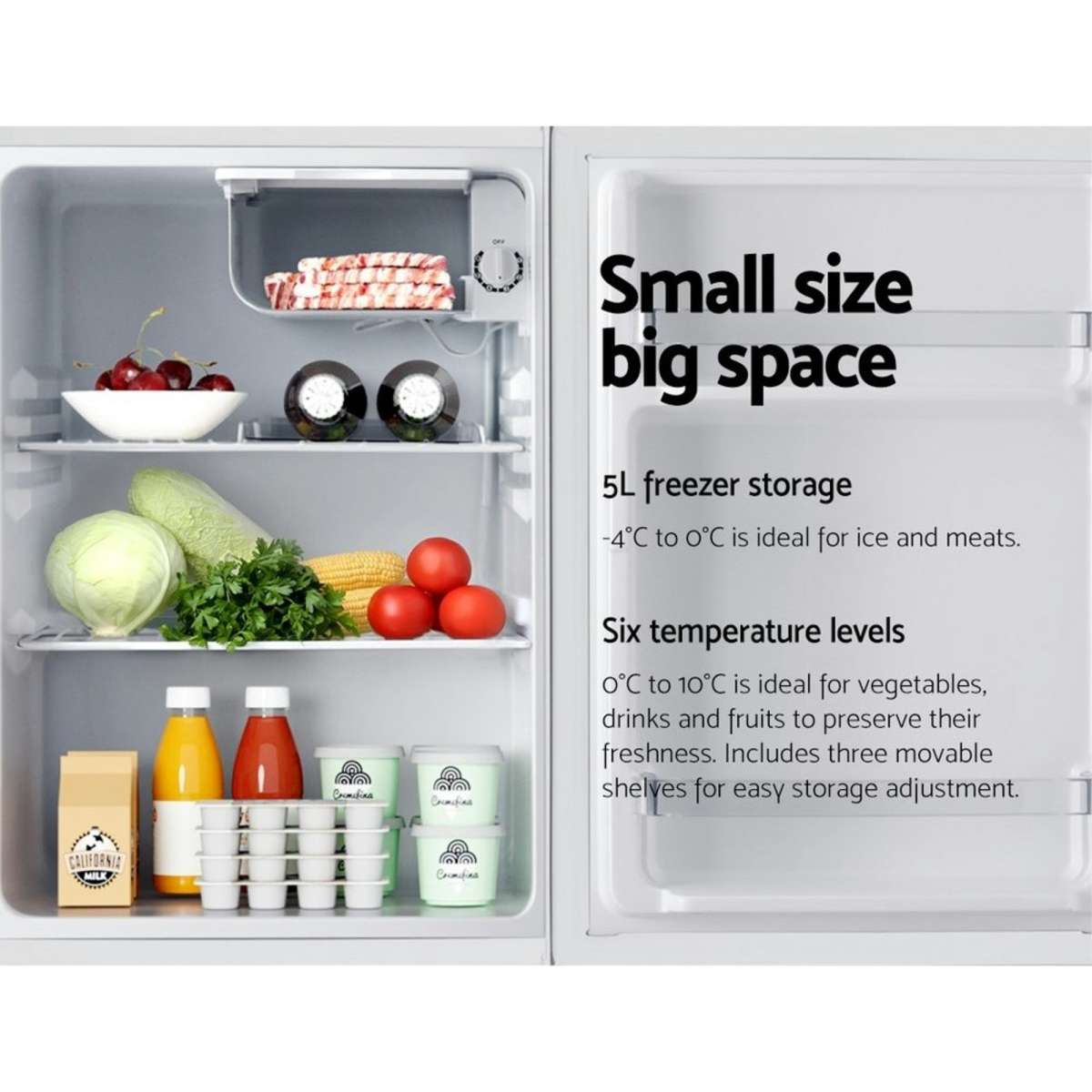 Devanti 70L Bar Fridge White Mini Freezer Portable Electric