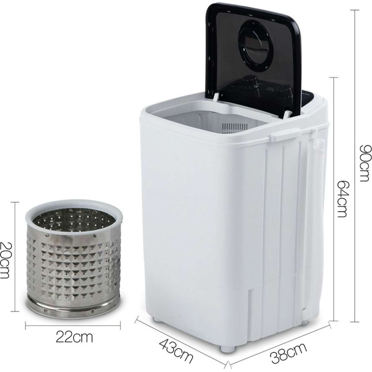 Devanti 4.6KG Mini Outdoor Portable Washing Machine Top Loader Spin