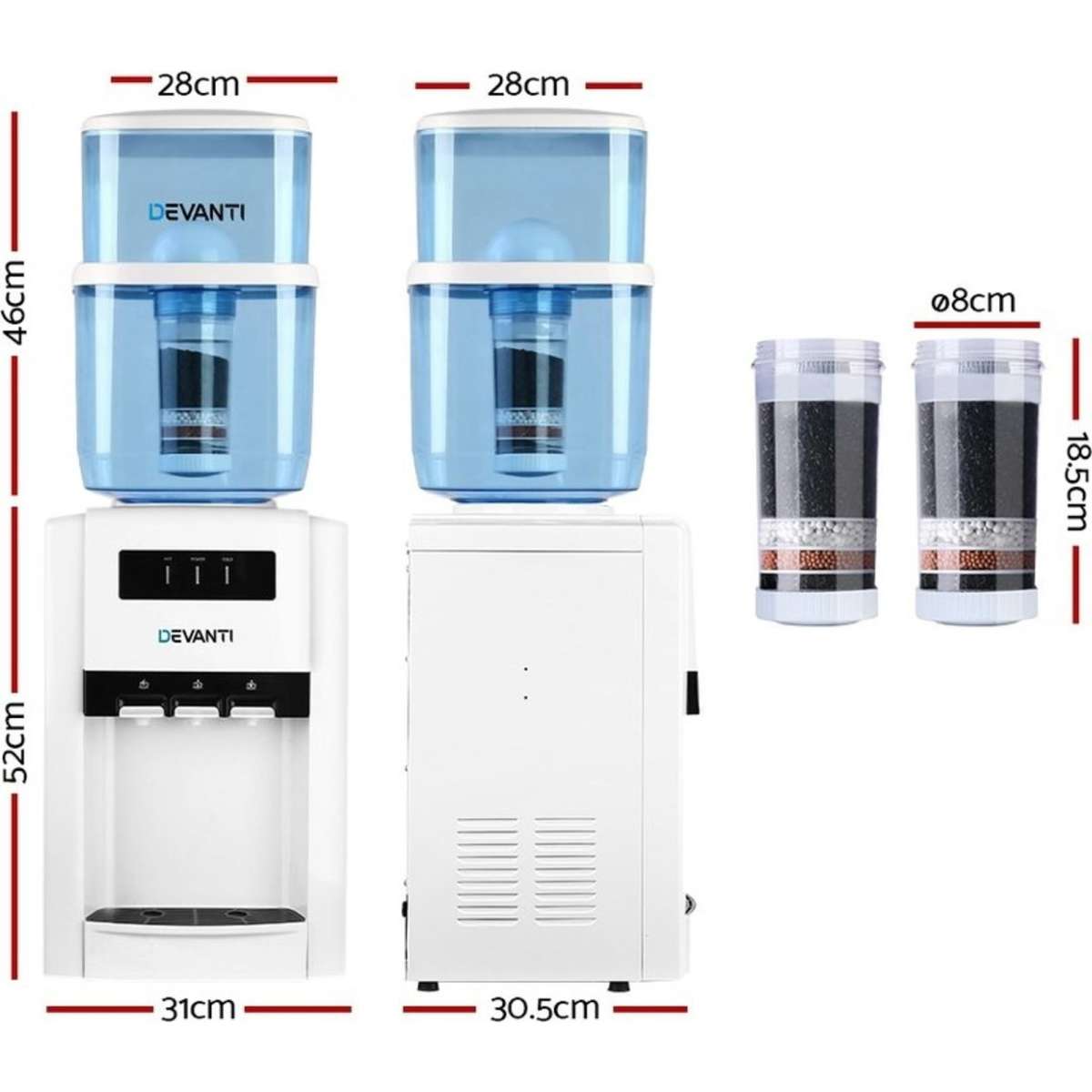 Devanti Water Cooler Dispenser Bench Top 22L w/2 Filter Woolworths