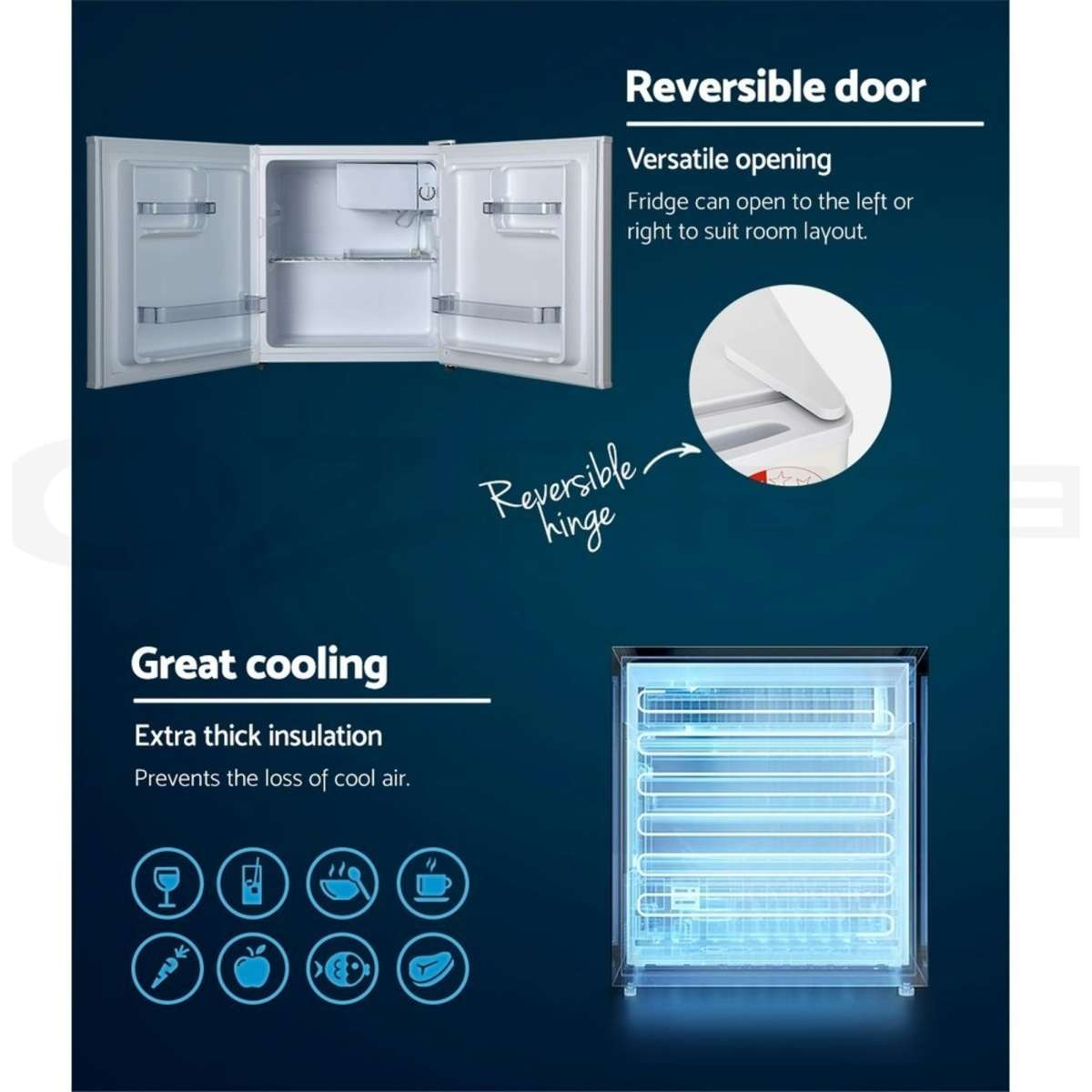 Devanti 48L Bar Fridge White Mini Freezer Portable Electric