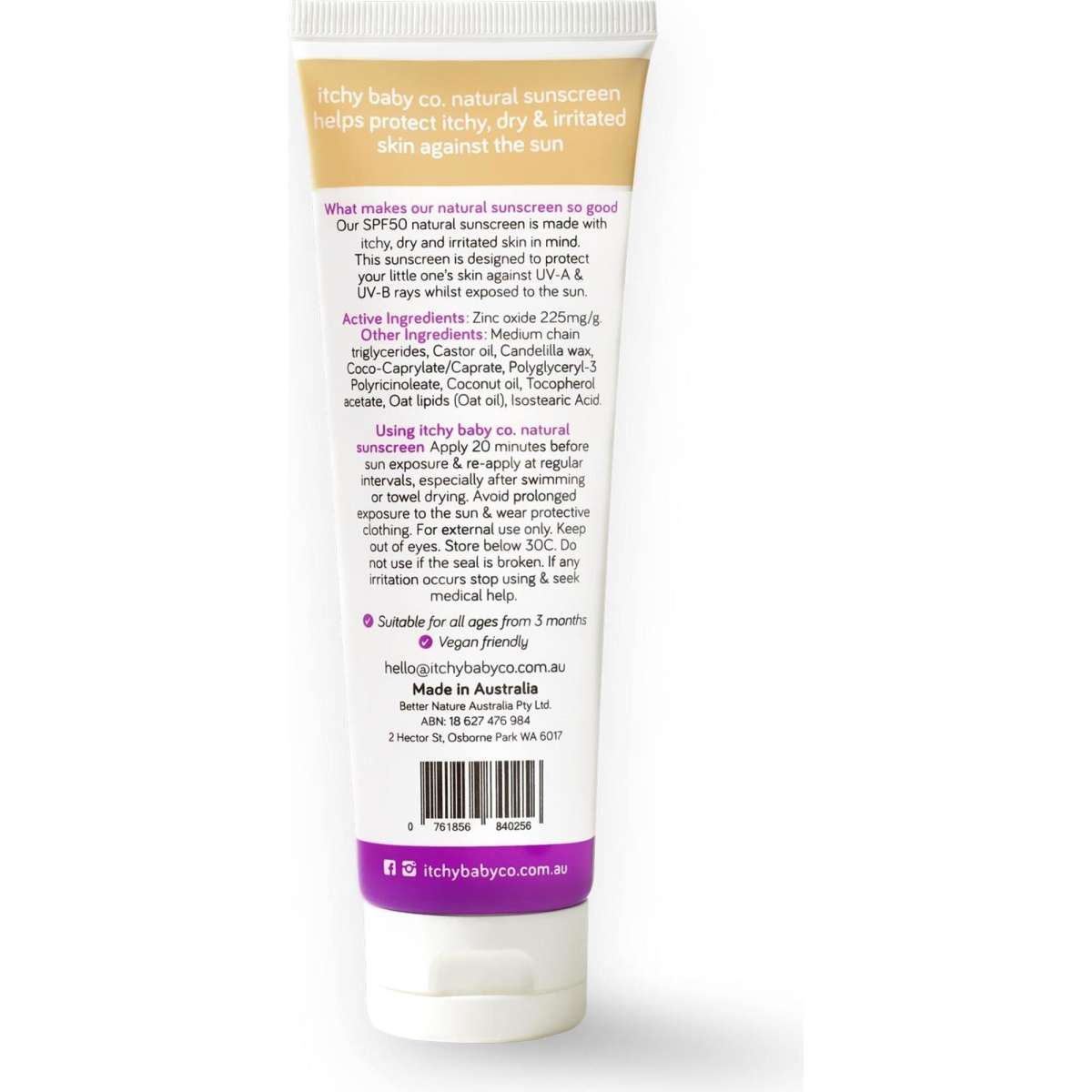 Itchy Baby Co. Sunscreen Natural Spf50 100g Woolworths