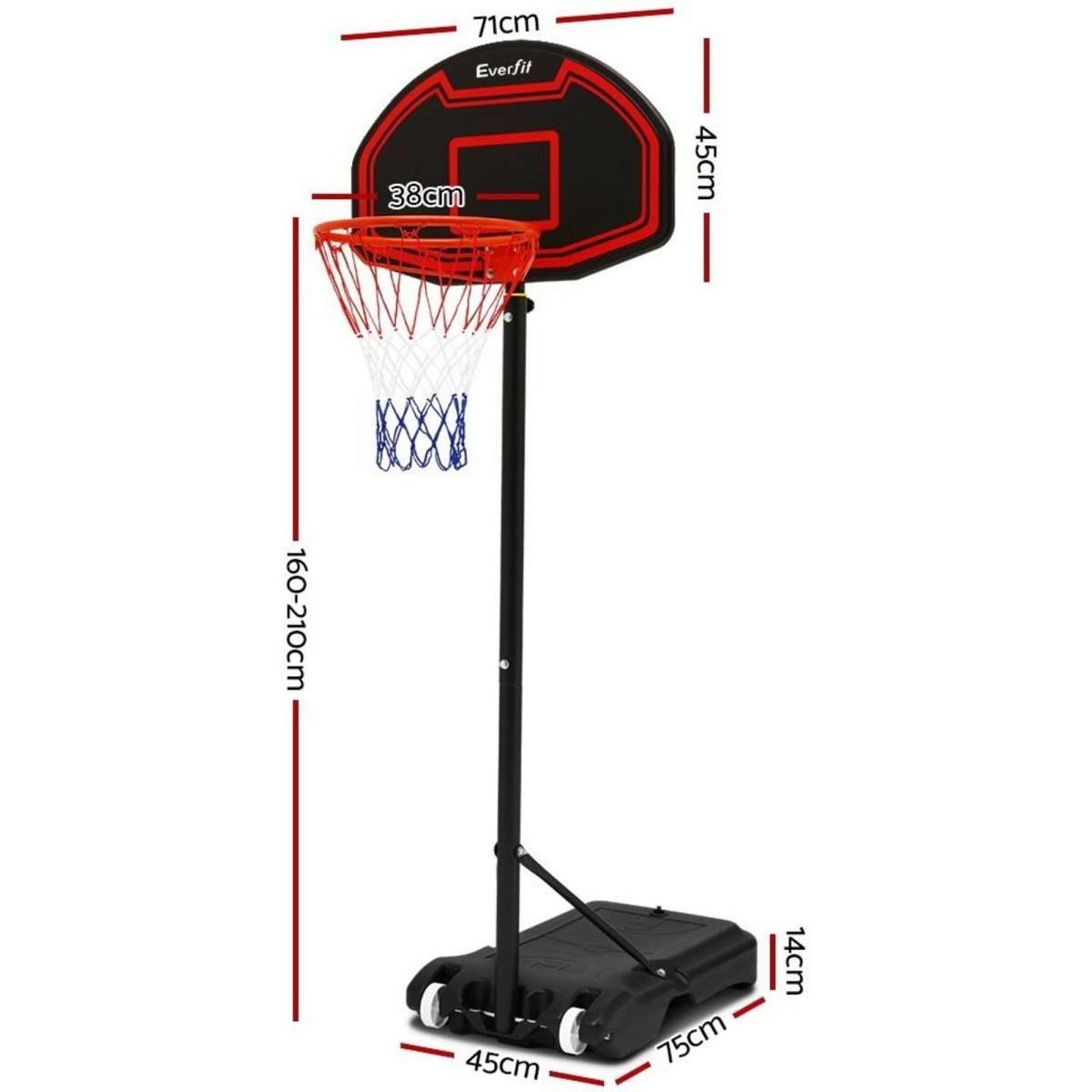 Everfit Pro Portable Basketball Stand System Hoop Height Adjustable Net ...