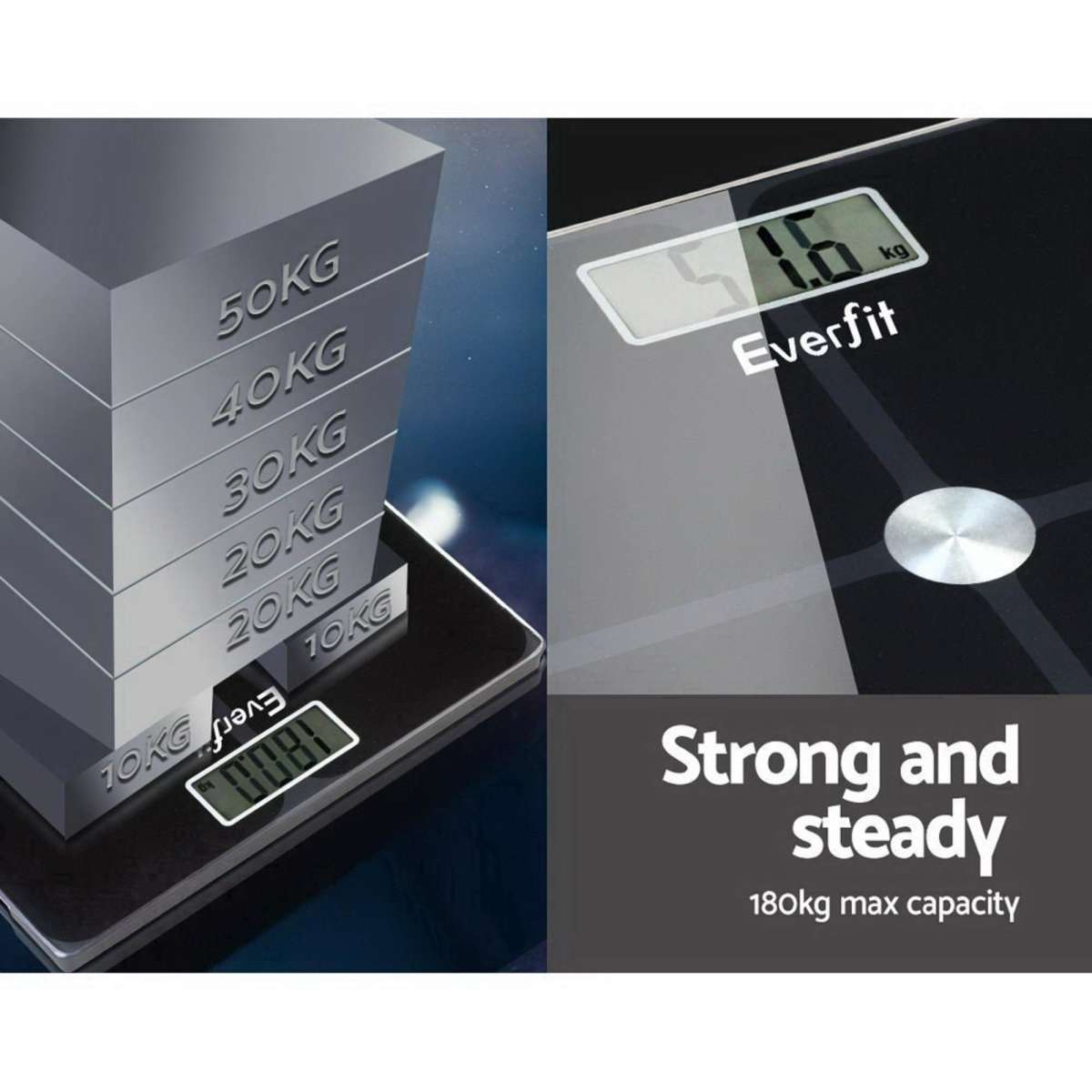 Everfit Body Fat Bathroom Scale Weighing Tracker Gym 180KG Woolworths