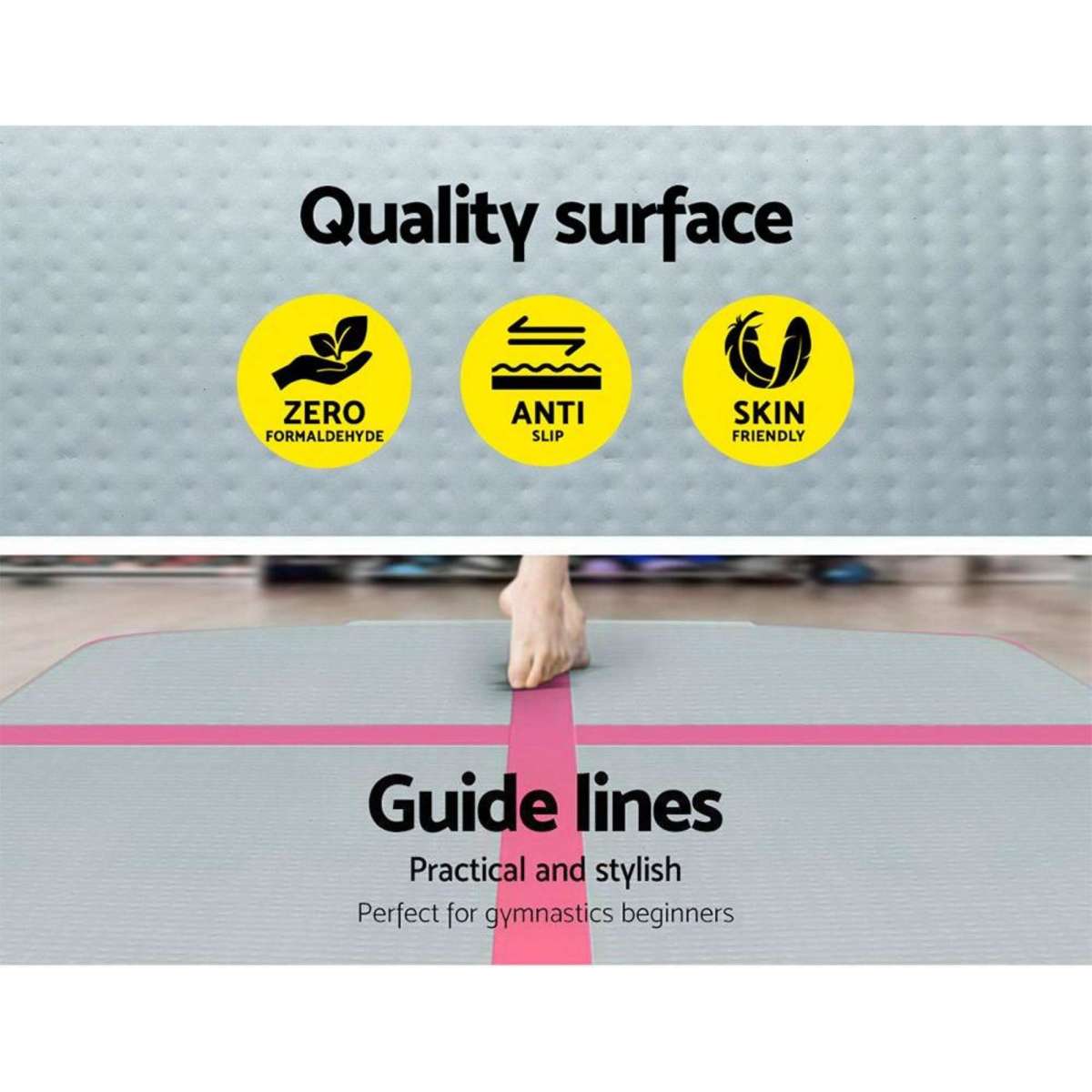 Everfit 3m Inflatable Air Track Mat Pink w/ Electric Pump Woolworths