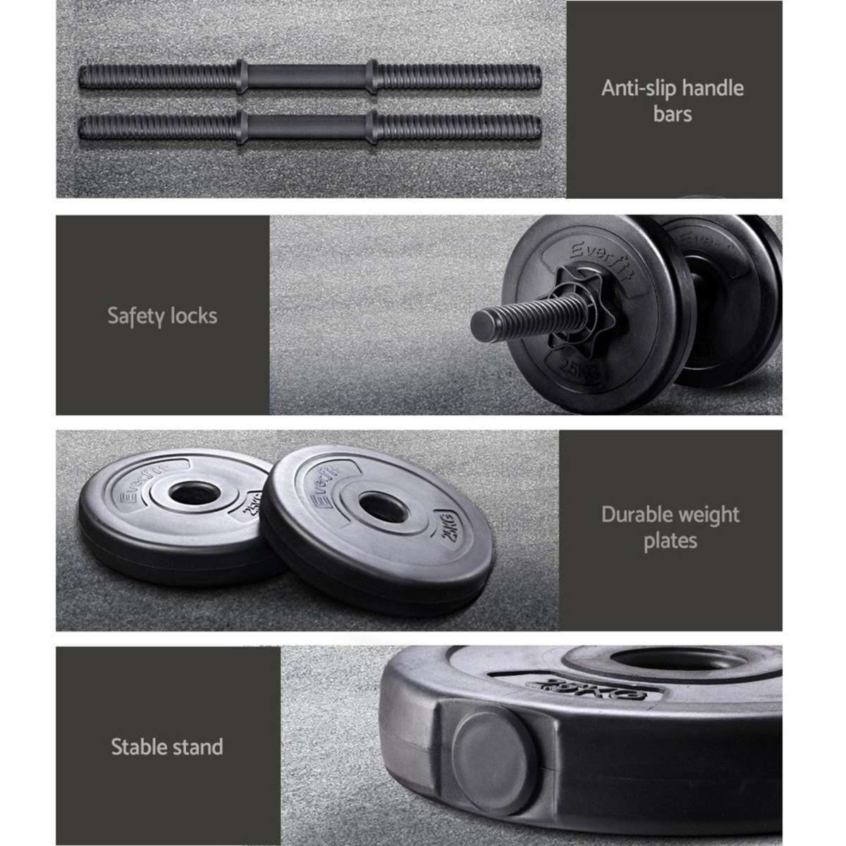 Everfit 12KG Dumbbells Dumbbell Set Weight Plates Home Gym Fitness