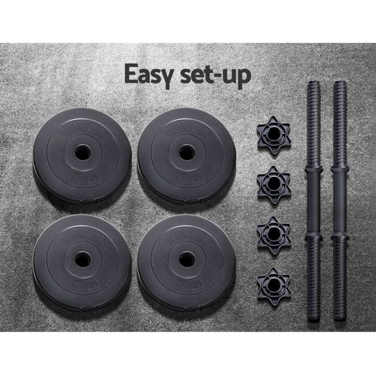 Everfit 12KG Dumbbells Dumbbell Set Weight Plates Home Gym Fitness