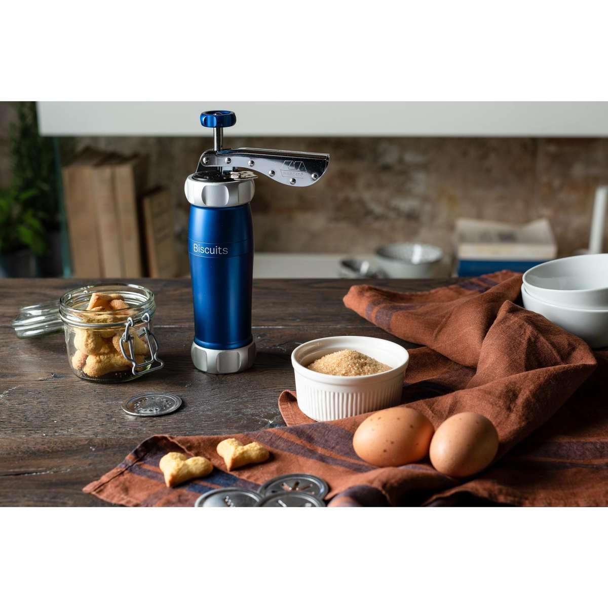 Marcato Biscuit Press with 20 Shapes Blue Woolworths