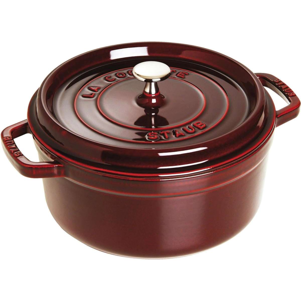 Staub Cast Iron Round Cocotte 24cm / 3.8L Grenadine Woolworths