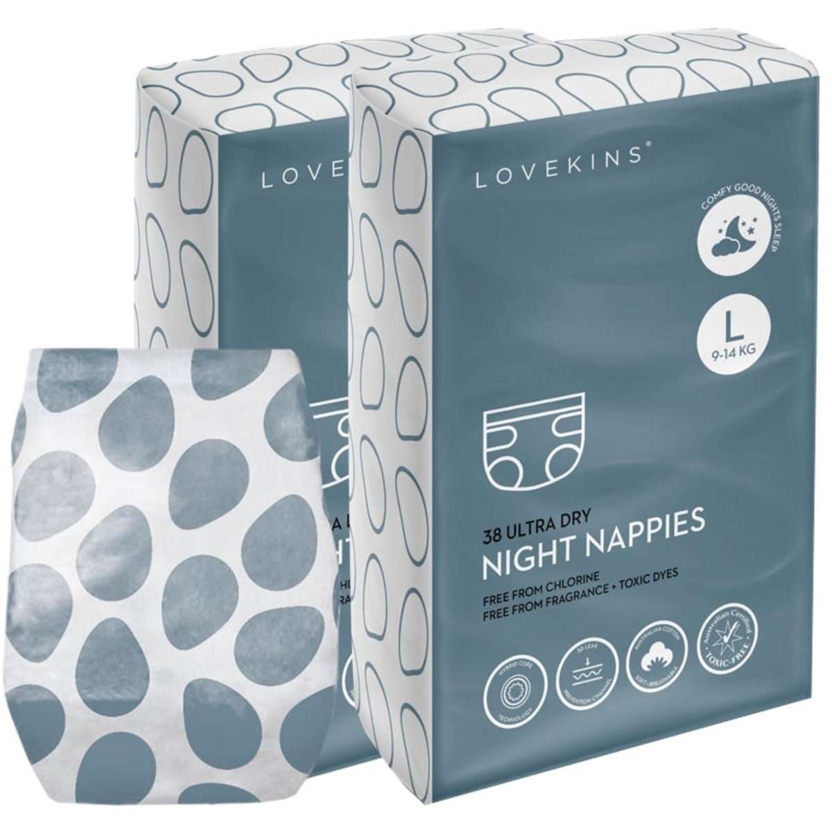 Ultra Dry Night Nappies (L) Bundle 2 x 38 Night Nappies (L) 9 14kg