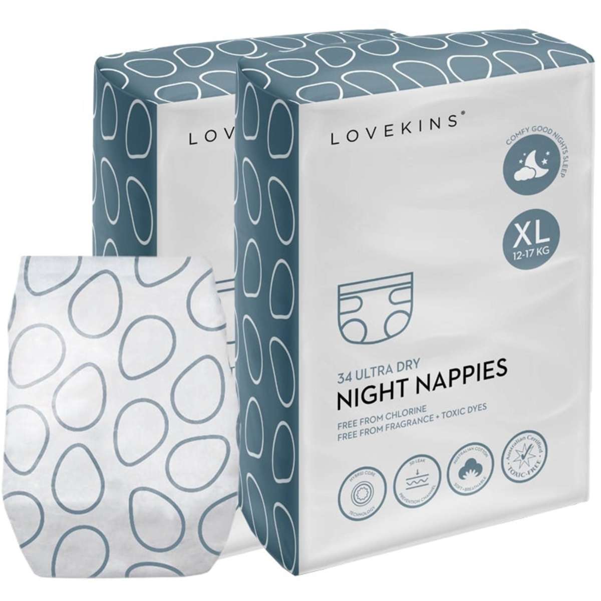 Lovekins Ultra Dry Night Nappies (XL) Bundle 2 x 34 Night Nappies (XL