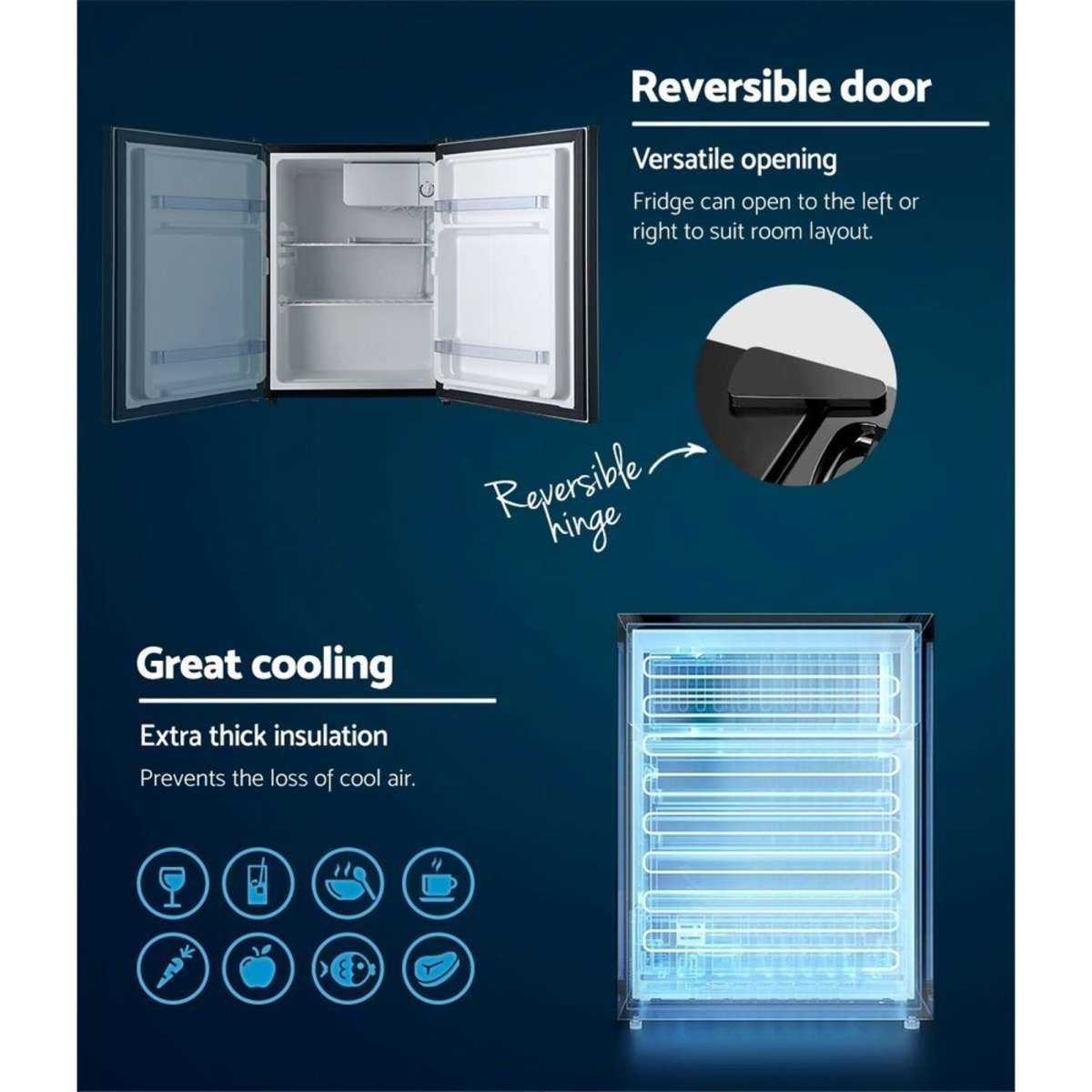 Devanti 70L Bar Fridge Black Woolworths