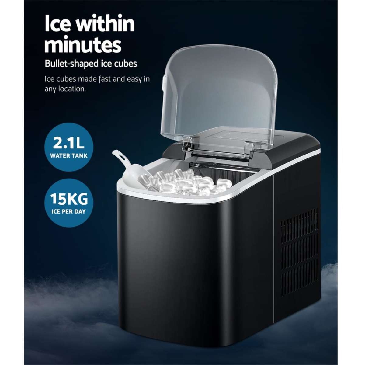 2.1L Ice Maker Machine Commercial Portable Ice Makers Cube Tray