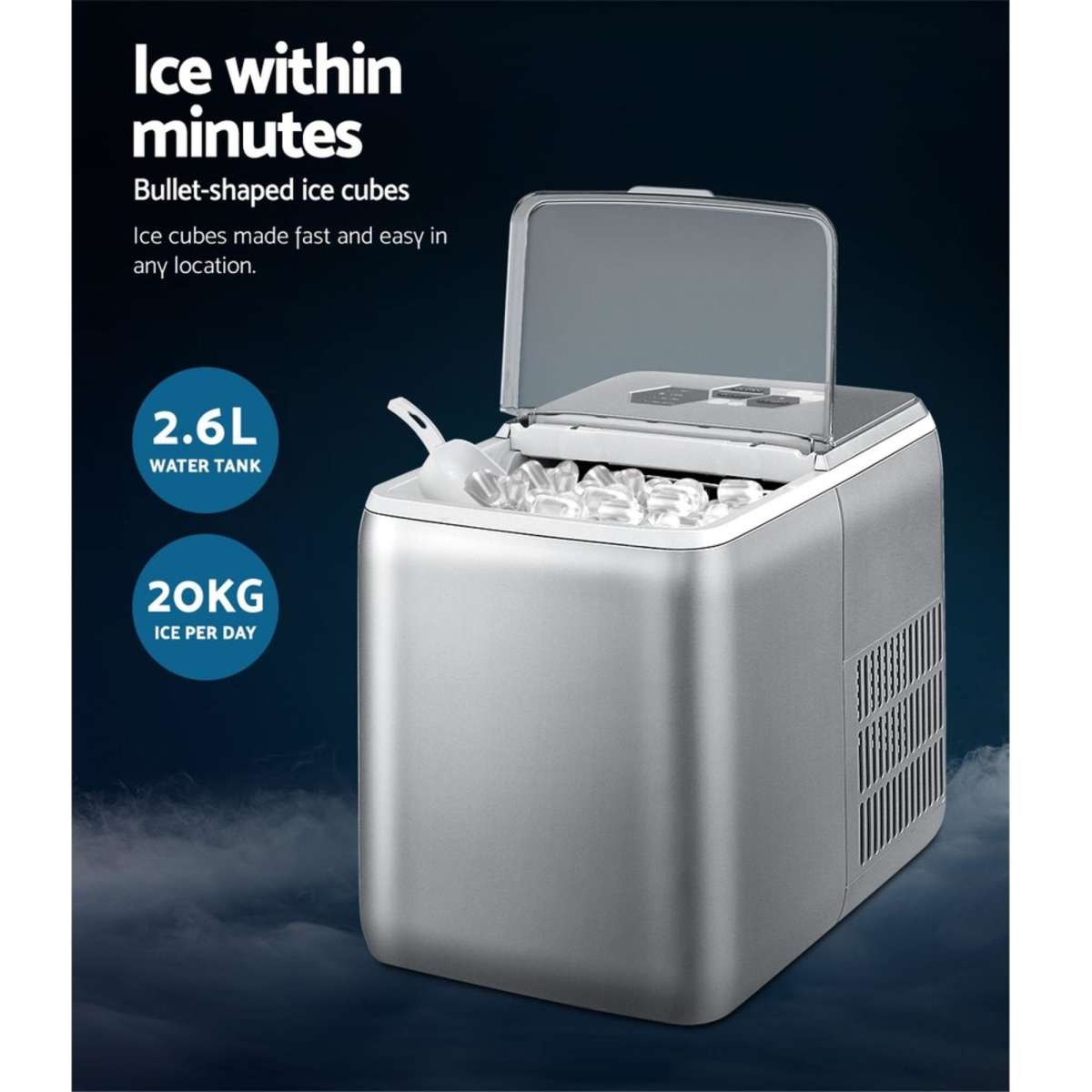 2.6L Ice Maker Machine Commercial Portable Ice Makers Cube Tray Countertop Bar Woolworths