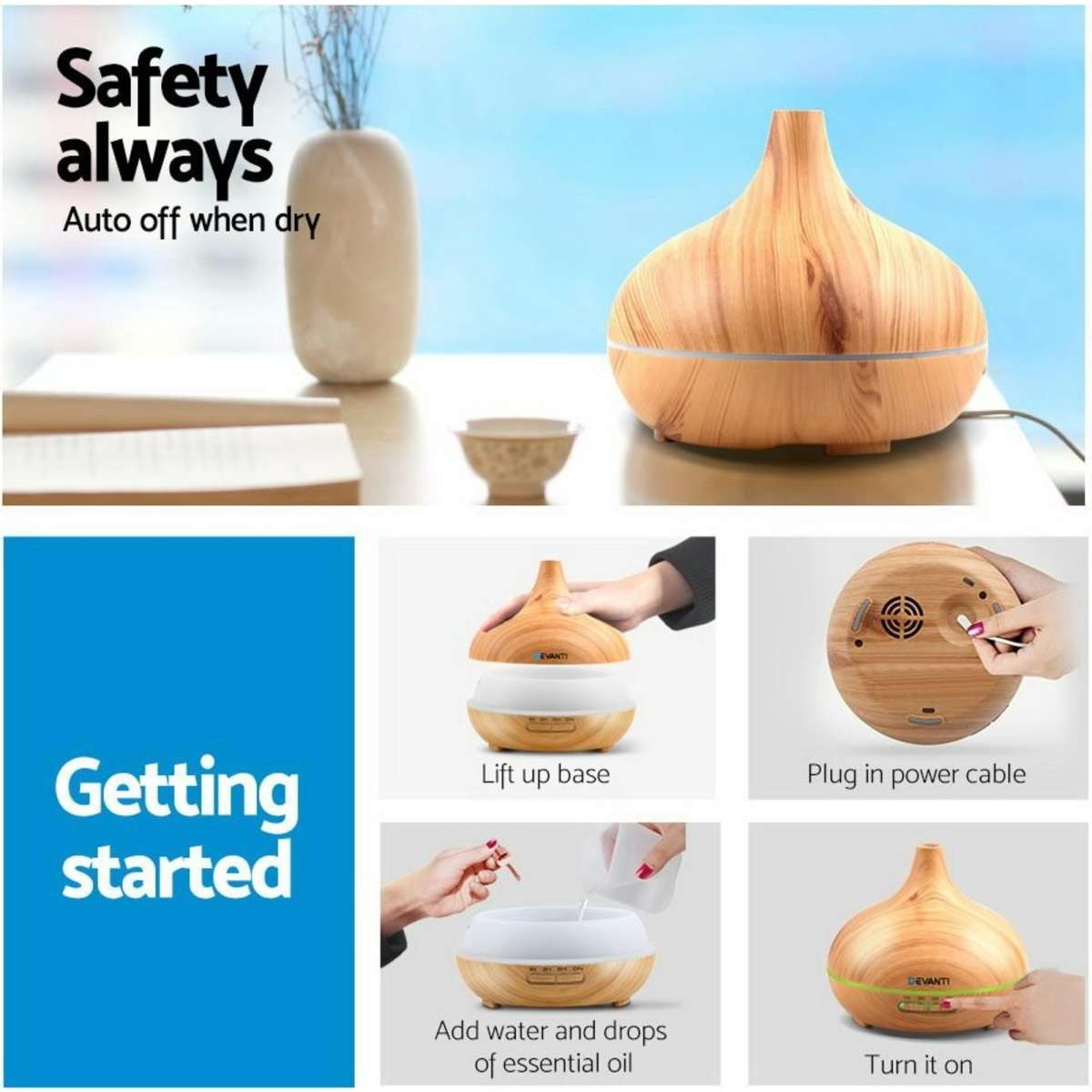 Devanti Aroma Diffuser Aromatherapy Humidifier 300ml Woolworths