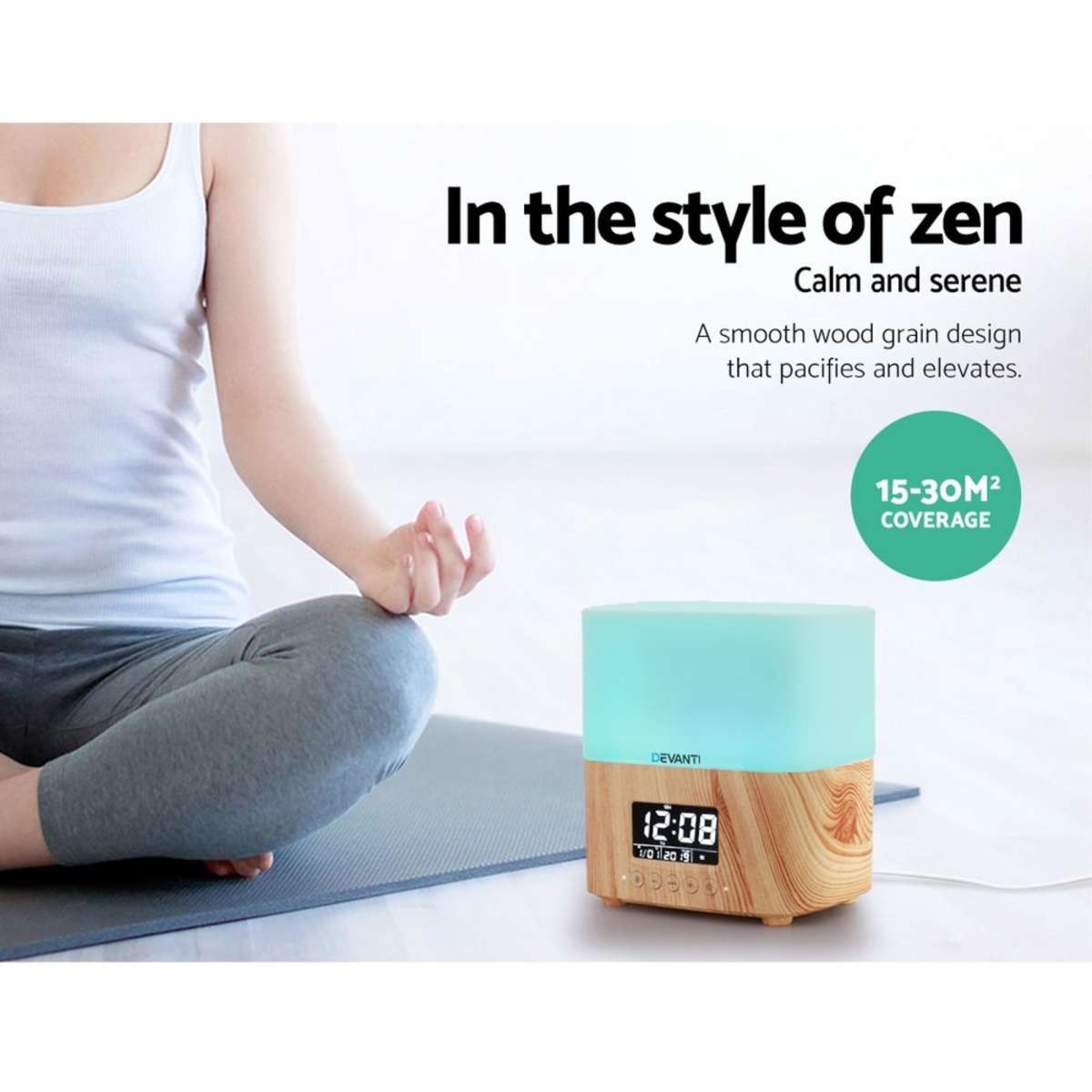 Devanti Aroma Diffuser Aromatherapy Humidifier Clock Woolworths