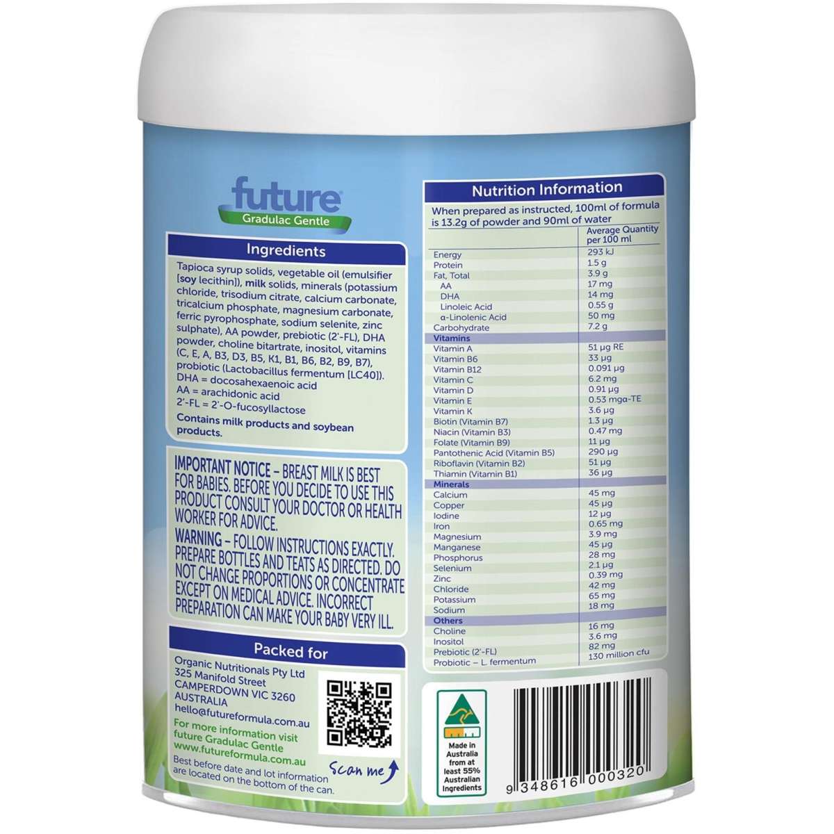 Future Australian Baby Formula Stage 1 Newborn Infant Formula (06months) 900g Woolworths