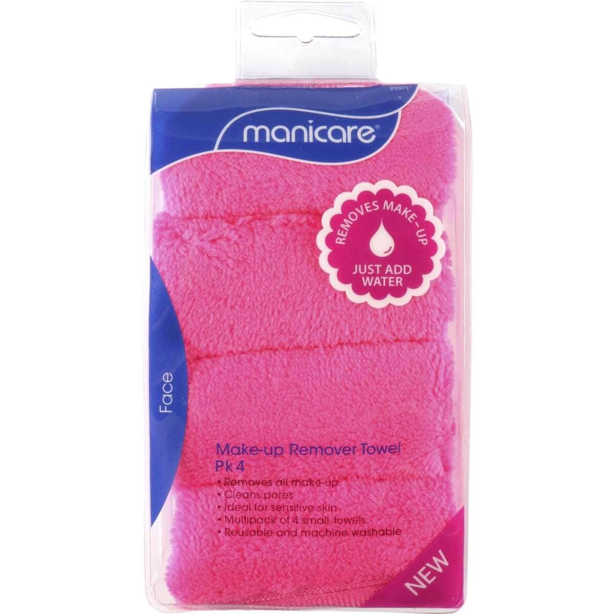 Manicare Makeup remover Towel 4 Pack Pink Woolworths