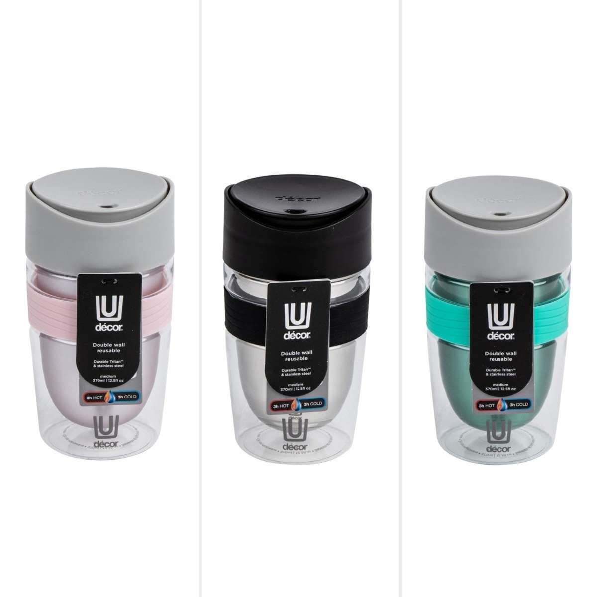 Decor Double Wall Travel Cup 370mL Designs may vary Woolworths