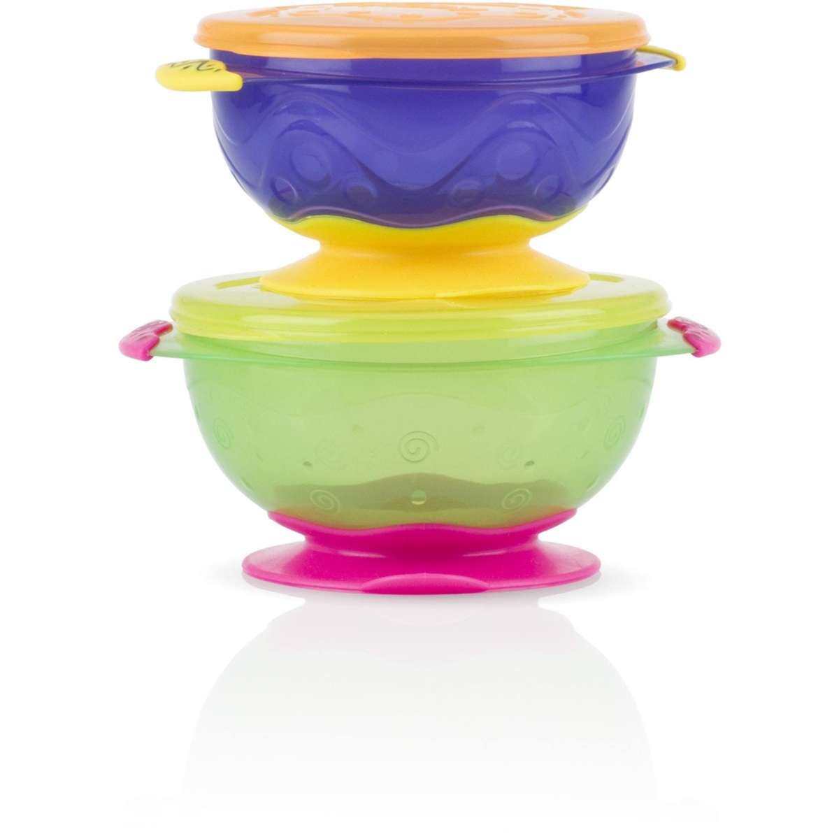 Nuby Stackable Suction Bowls with Lids 2 Pack Woolworths