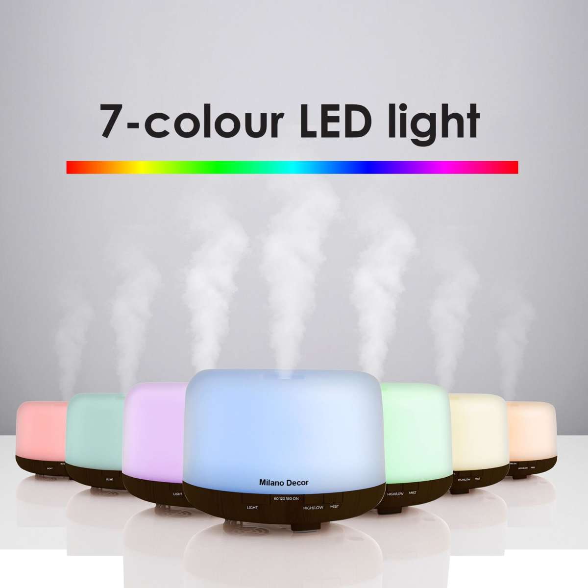 Milano Decor Mood Light Diffuser with 3 Oils 500ml Dark Wood