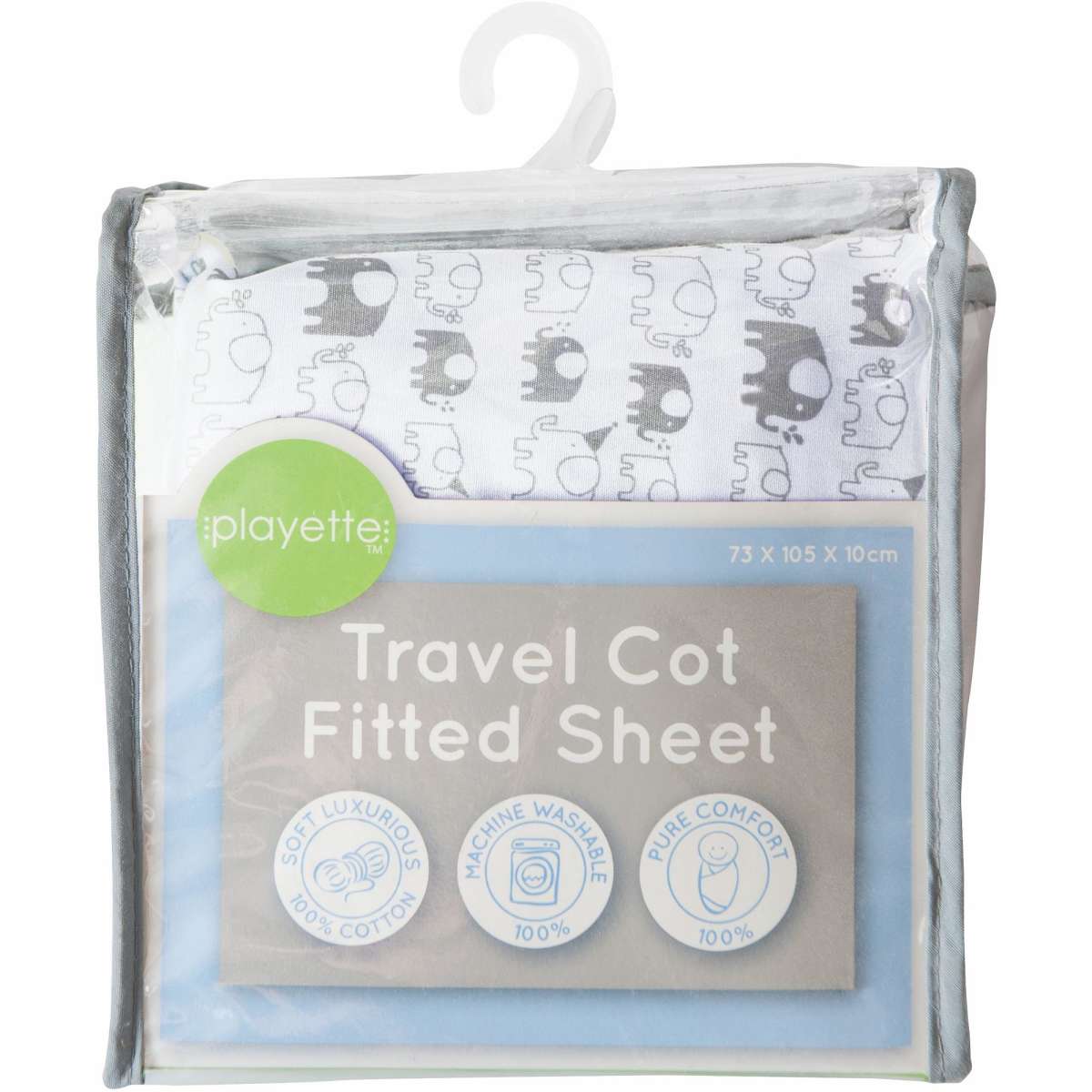 Playette Printed Travel Cot Fitted Sheet White Woolworths
