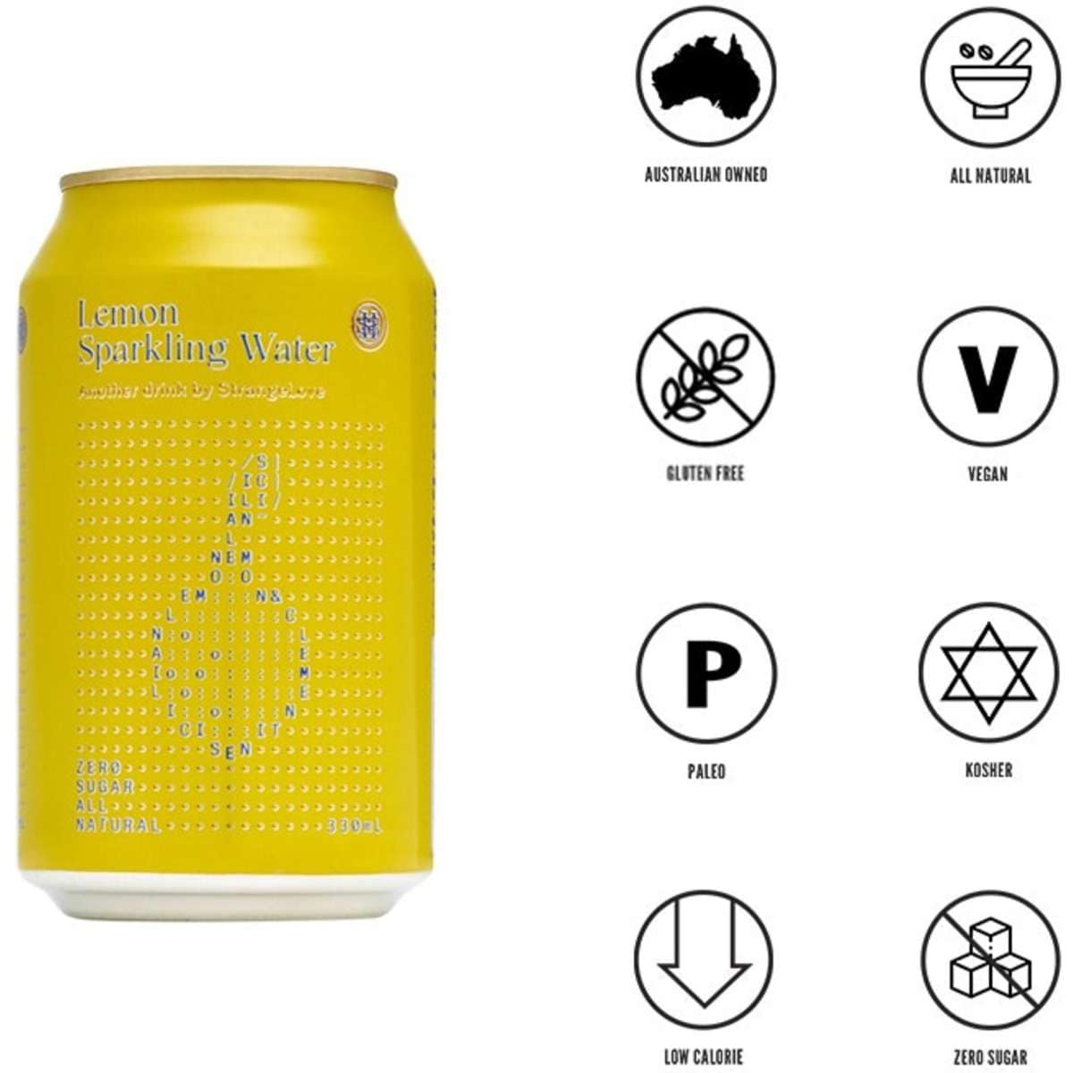 StrangeLove Lemon Sparkling Water 330ml Cans 6x4 Pack Woolworths