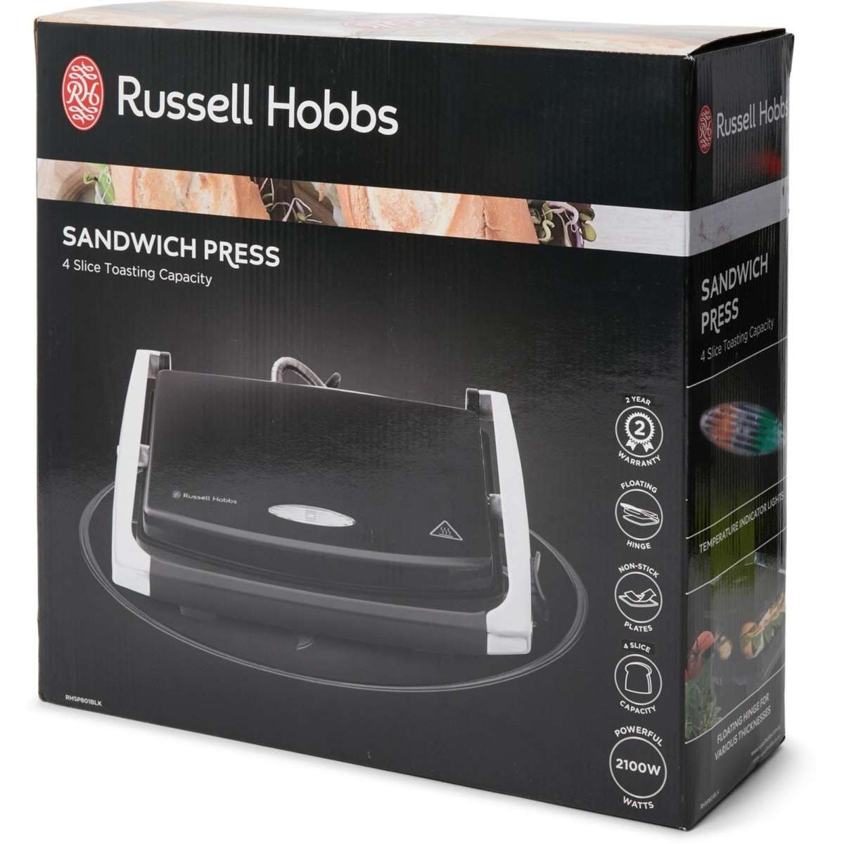 Russell Hobbs 4 Slice Sandwich Press Black Woolworths
