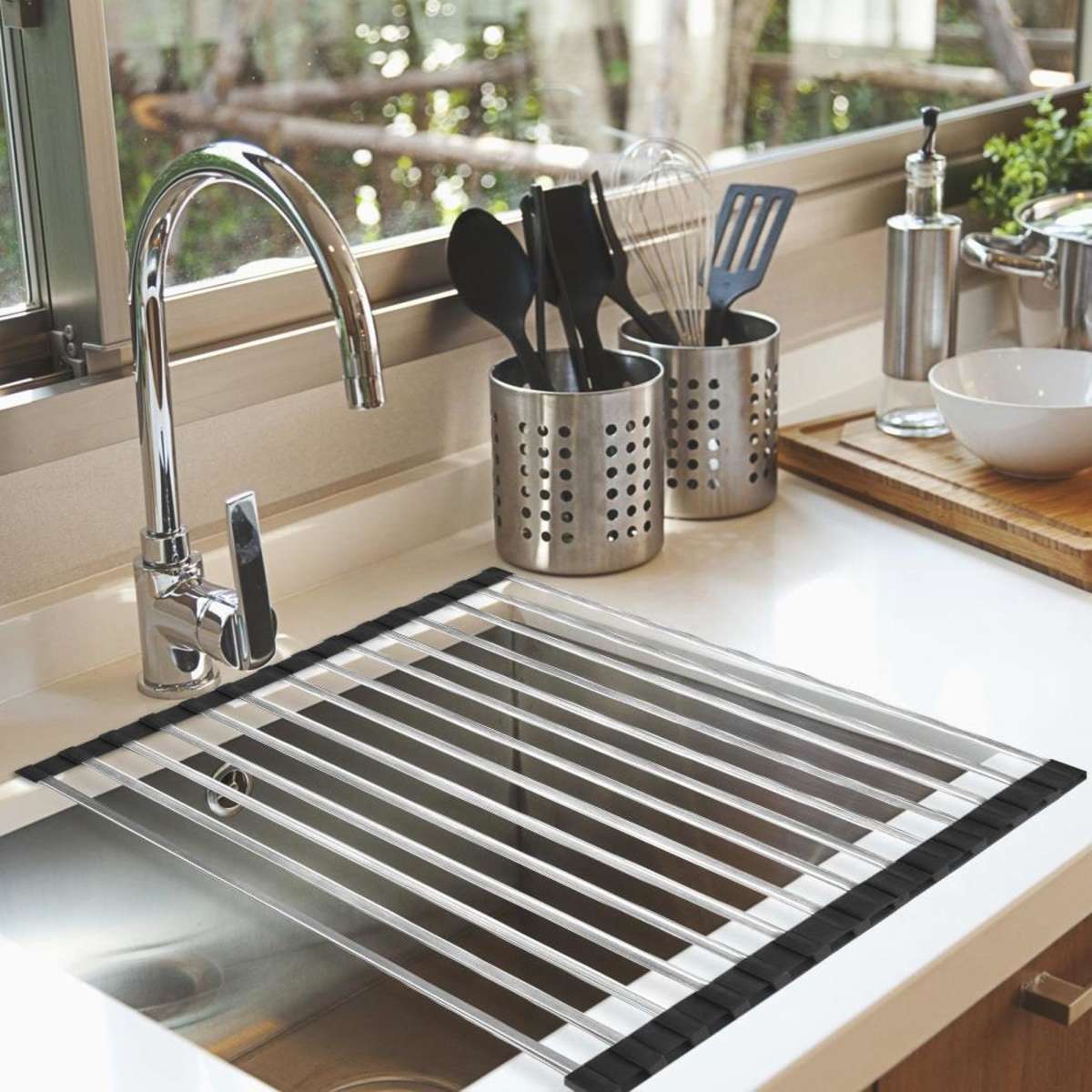 Toque Stainless Steel Dish Drainer Rack over Sink Drying Rack Foldable