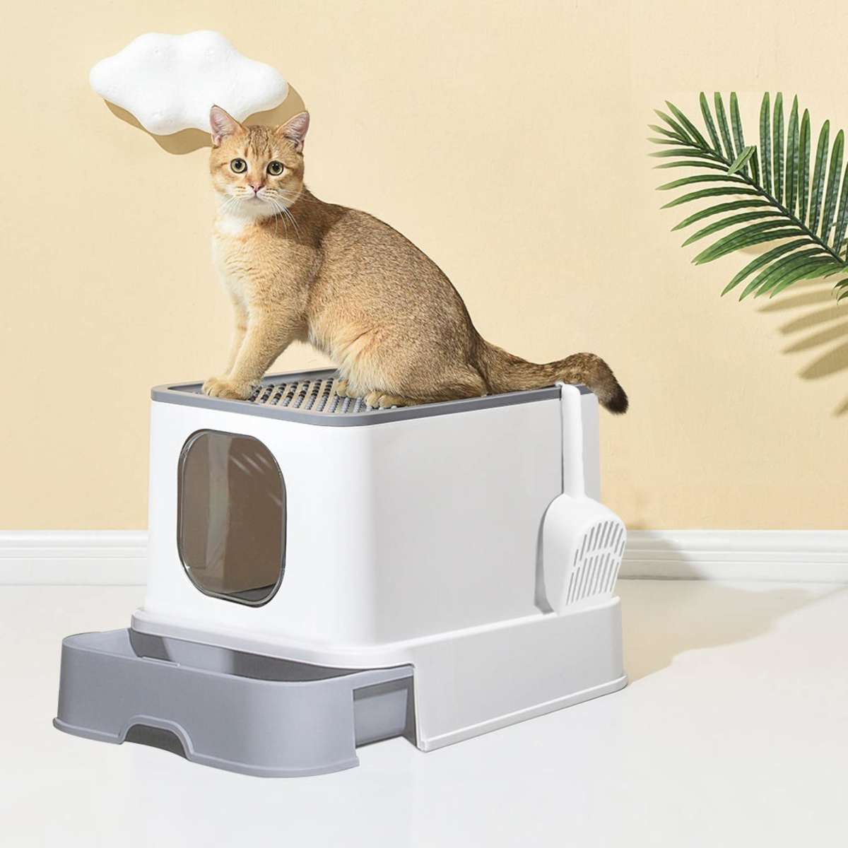 PaWz Cat Litter Box Fully Enclosed Toilet Trapping Sifting Odor Control ...