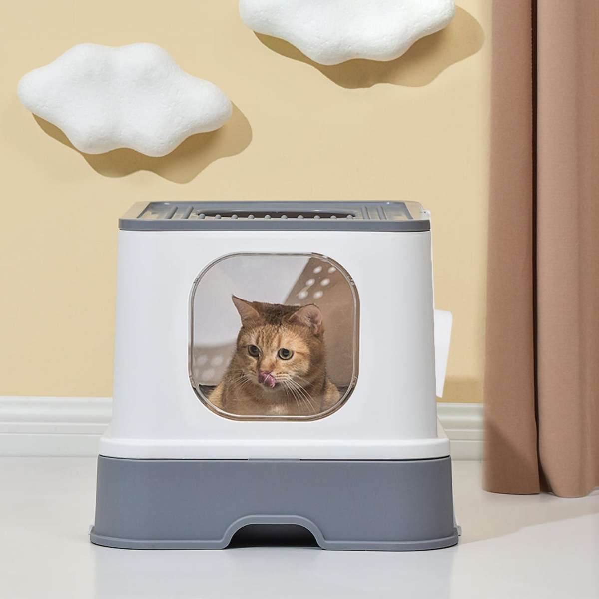 Pawz Cat Litter Box Fully Enclosed Toilet Trapping Sifting Odor Control 