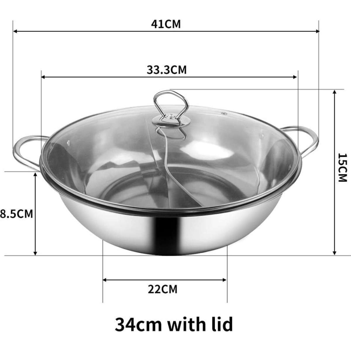 Toque 34cm Stainless Steel Twin Mandarin Duck Hot Pot Induction Cooker ...