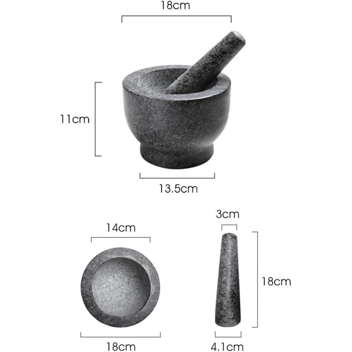 Toque Granite Mortar and Pestle Unpolished Solid Granite Spice Grinder Tool 18cm Woolworths