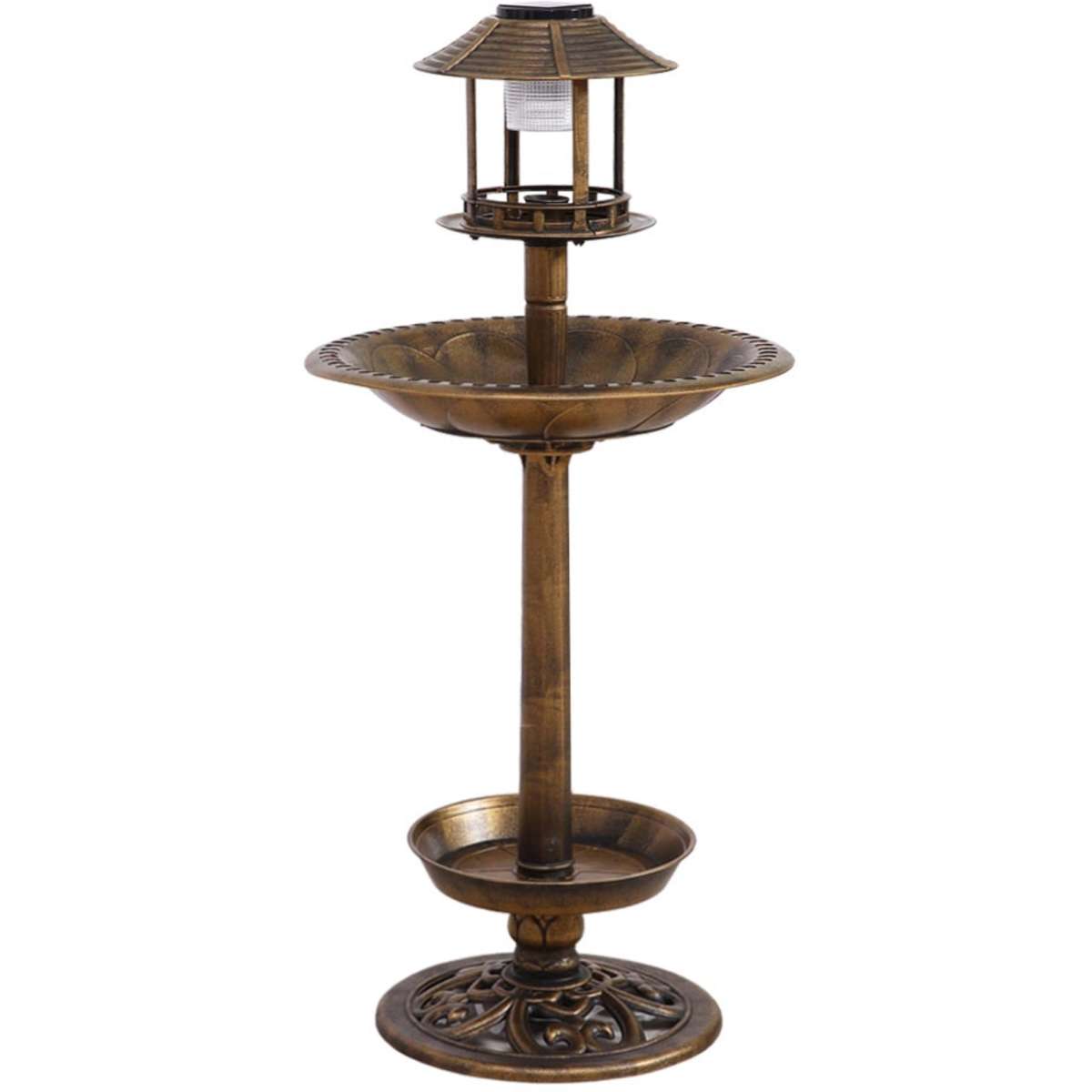 PaWz 2pcs Bird Bath Feeder Feeding Food Station Solar Light Outdoor