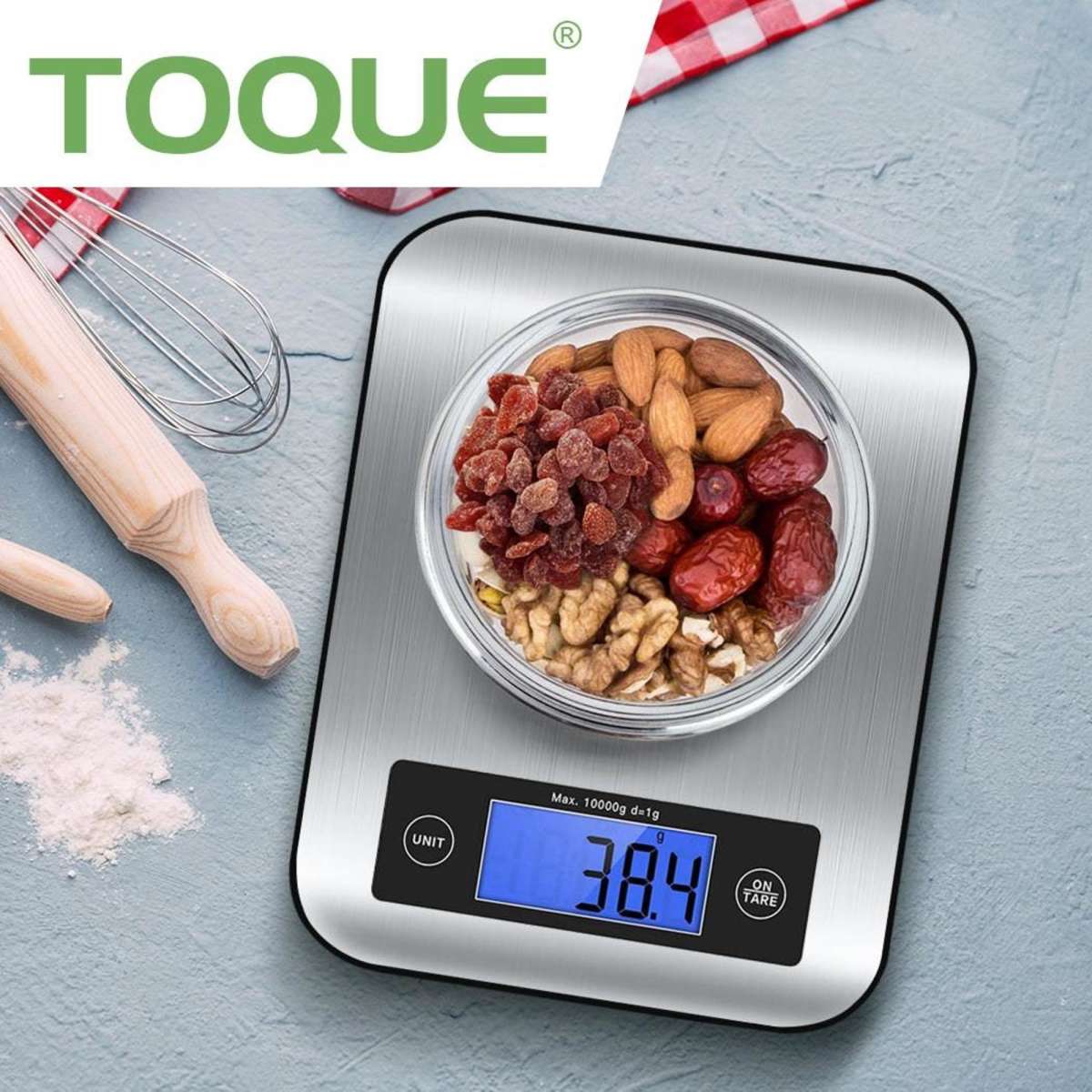 Toque Digital Kitchen Scales LCD Electronic Balance Food Weight Postal Scale 10kg Woolworths
