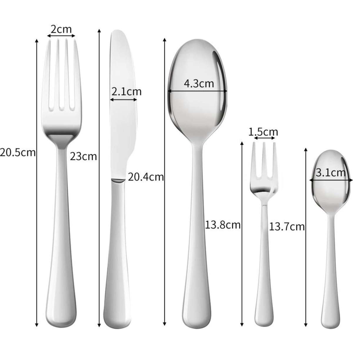 Toque Cutlery Set Stainless Steel Silver Knife Fork Spoon Kids