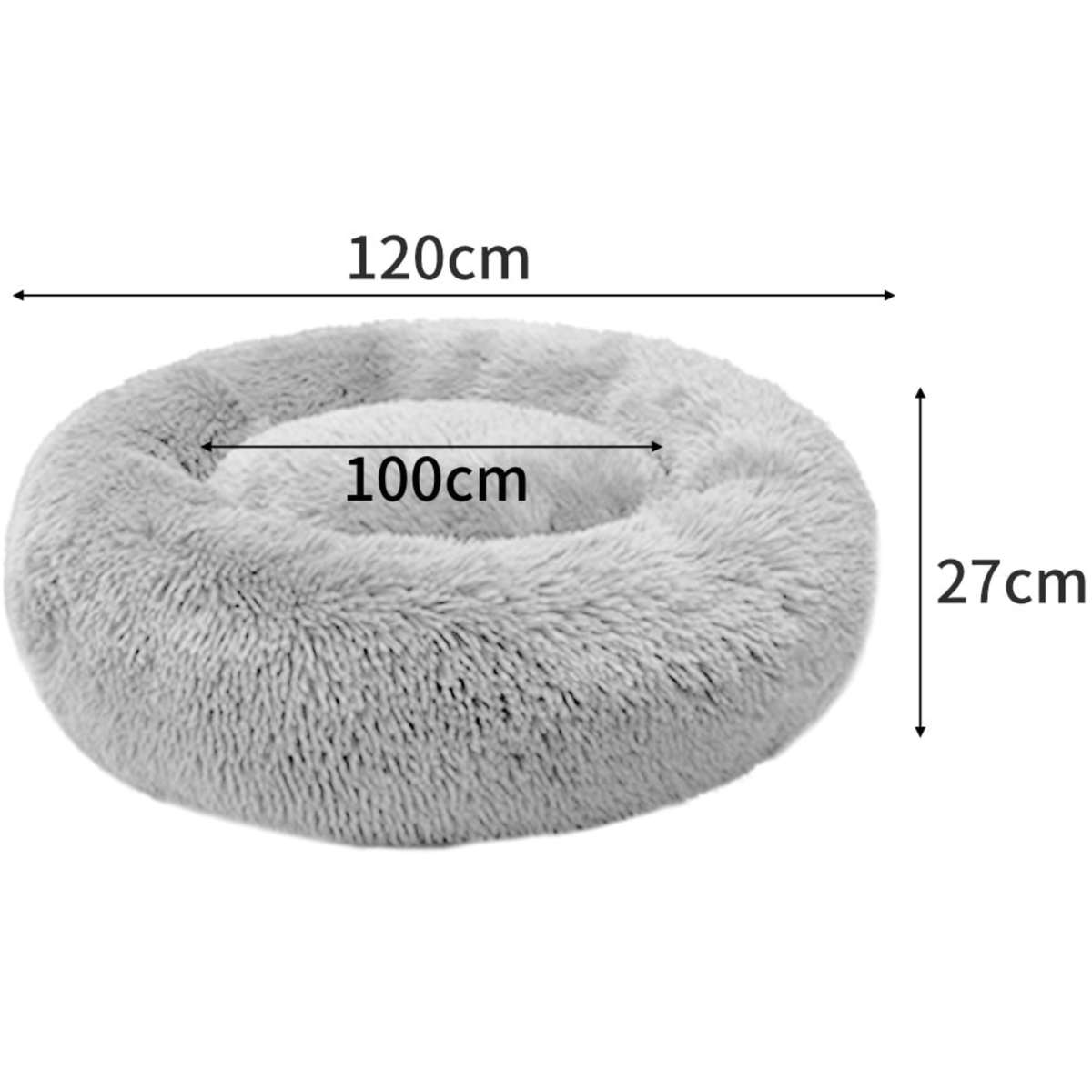 PaWz Pet Bed Cat Dog Donut Nest Calming Kennel Cave Sleeping Light Grey