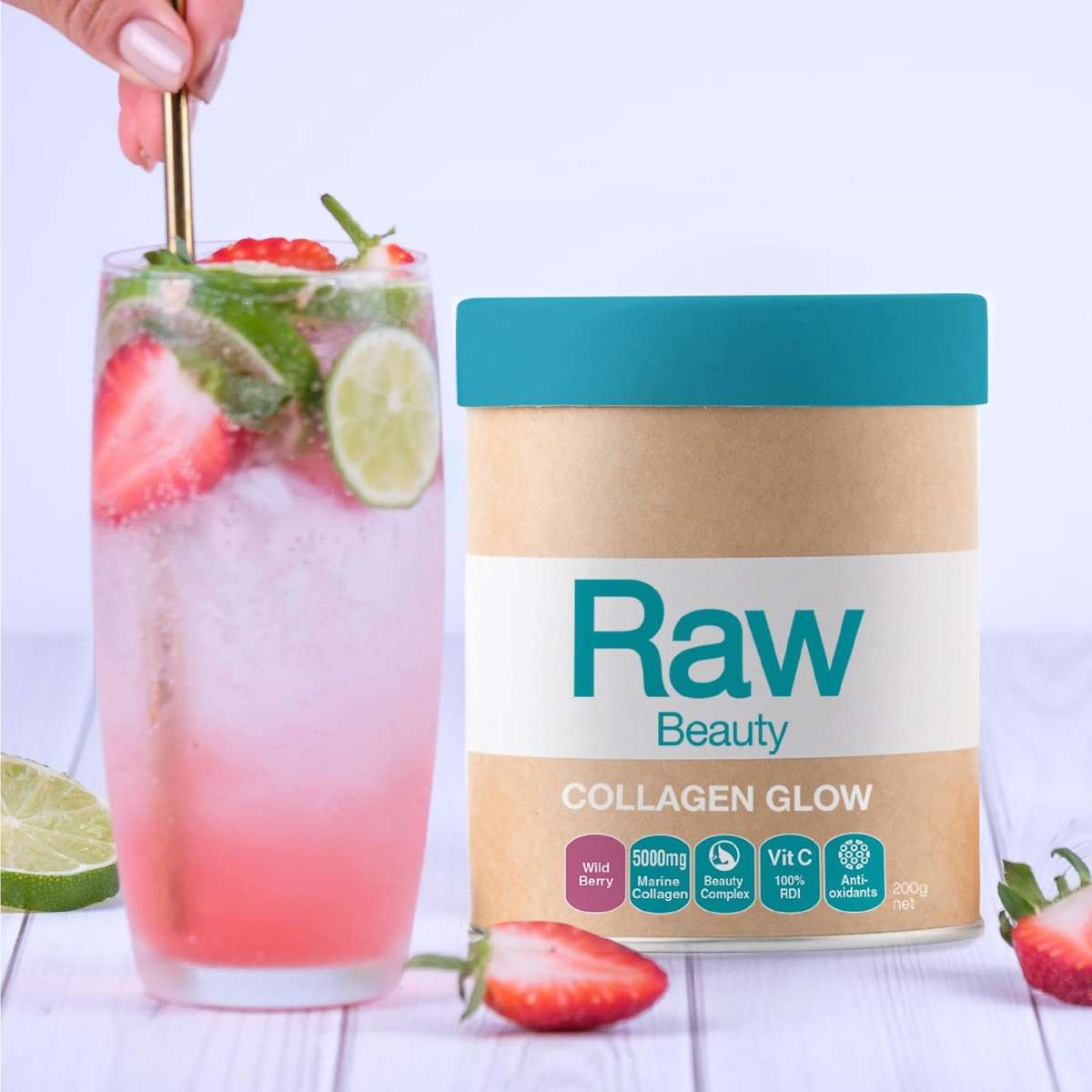 Amazonia Raw Beauty Collagen Glow Wild Berry 200g Woolworths