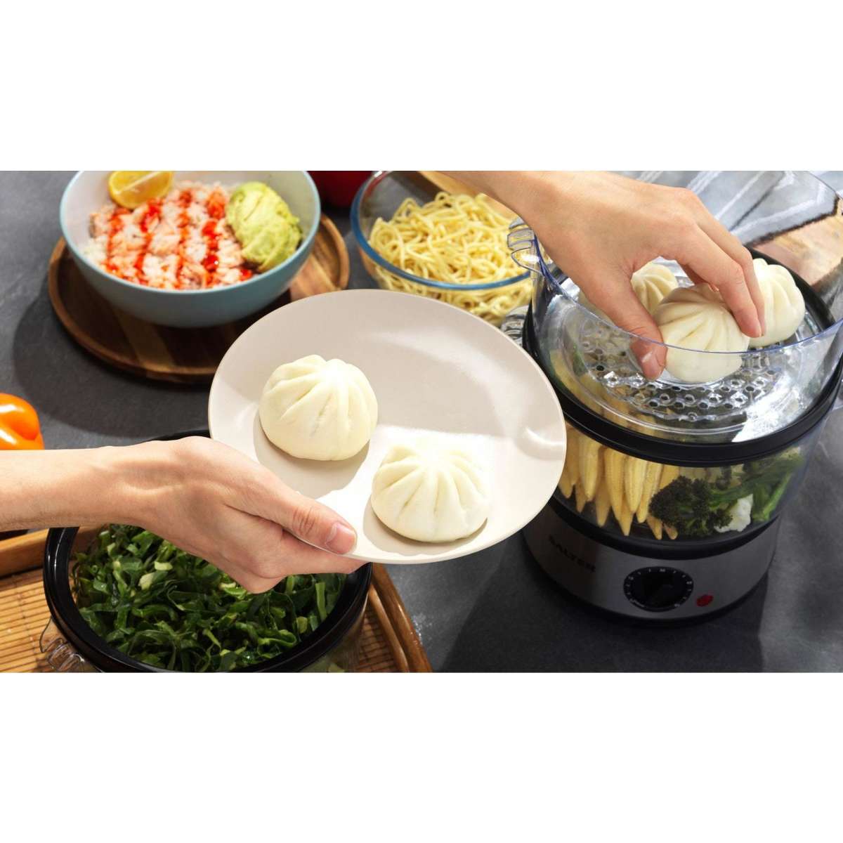 Salter Healthy Cooking 3Tier Food Rice Meat Vegetable Steamer 7.5