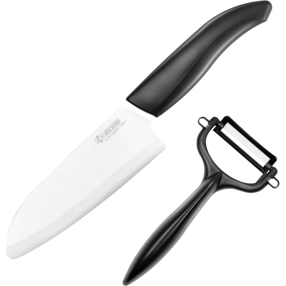 Kyocera Ceramic Santoku Knife w/ Peeler Black Woolworths