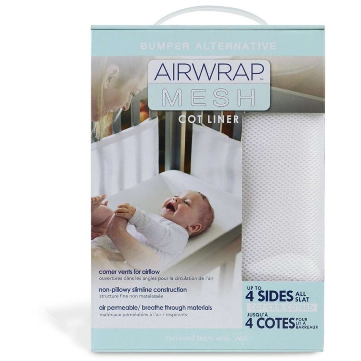 Airwrap Mesh Cot Liner Bumper 4 Sides White Woolworths