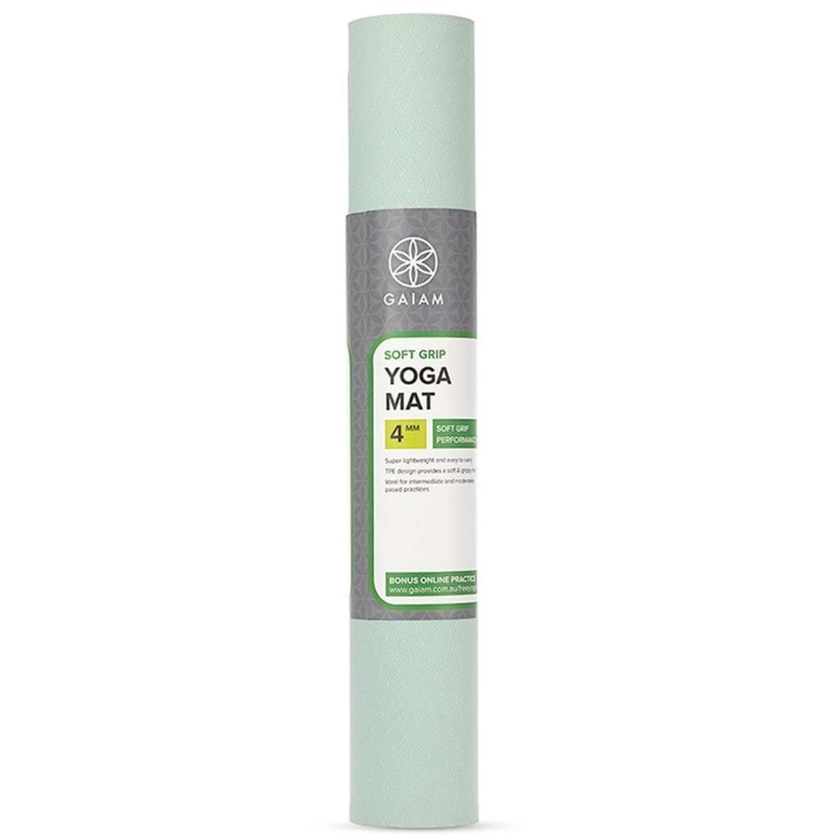 Gaiam Pty Limited Soft Grip Yoga Mat 4mm Mint Grey Woolworths