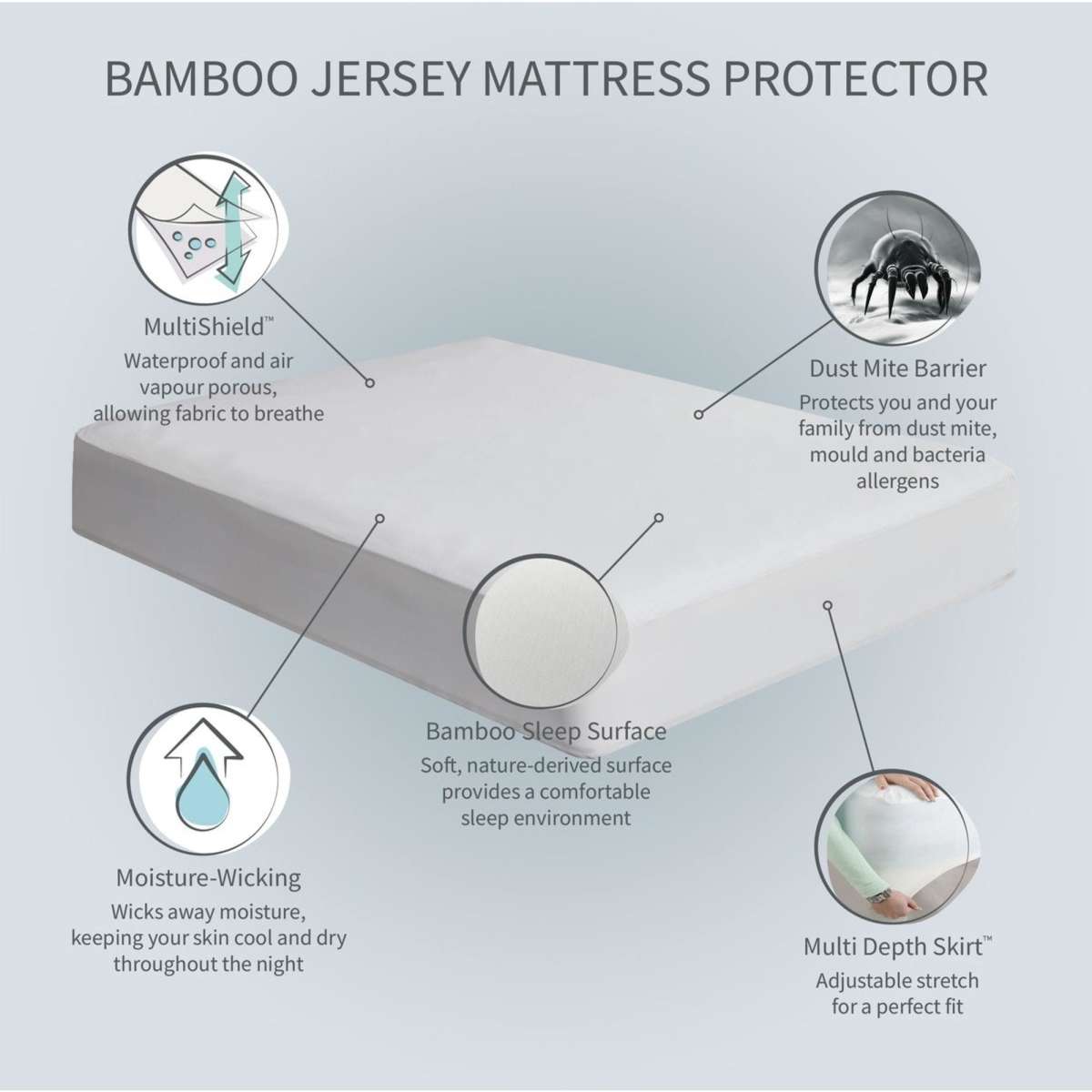 ProtectABed Opossum Bamboo Jersey Waterproof Mattress Protector