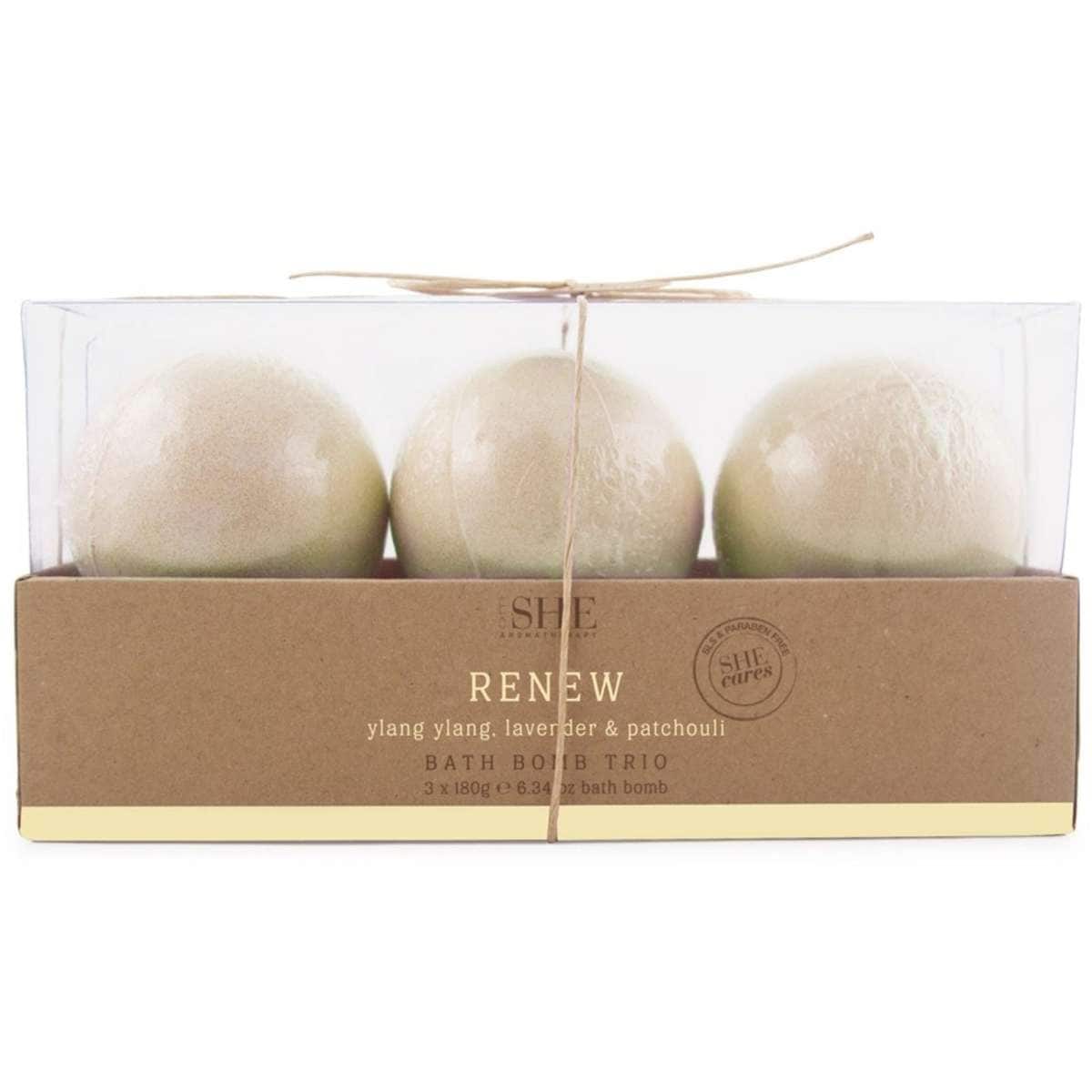Om She Aromatherapy Trio Bath Bombs Renew 3 x 180g Woolworths