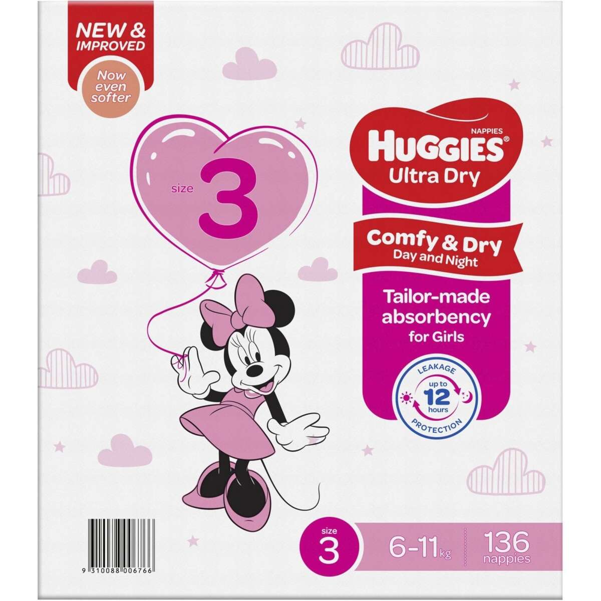 Huggies Ultra Dry Nappies Girls Size 3 (6 11kg) 136 Pack Woolworths